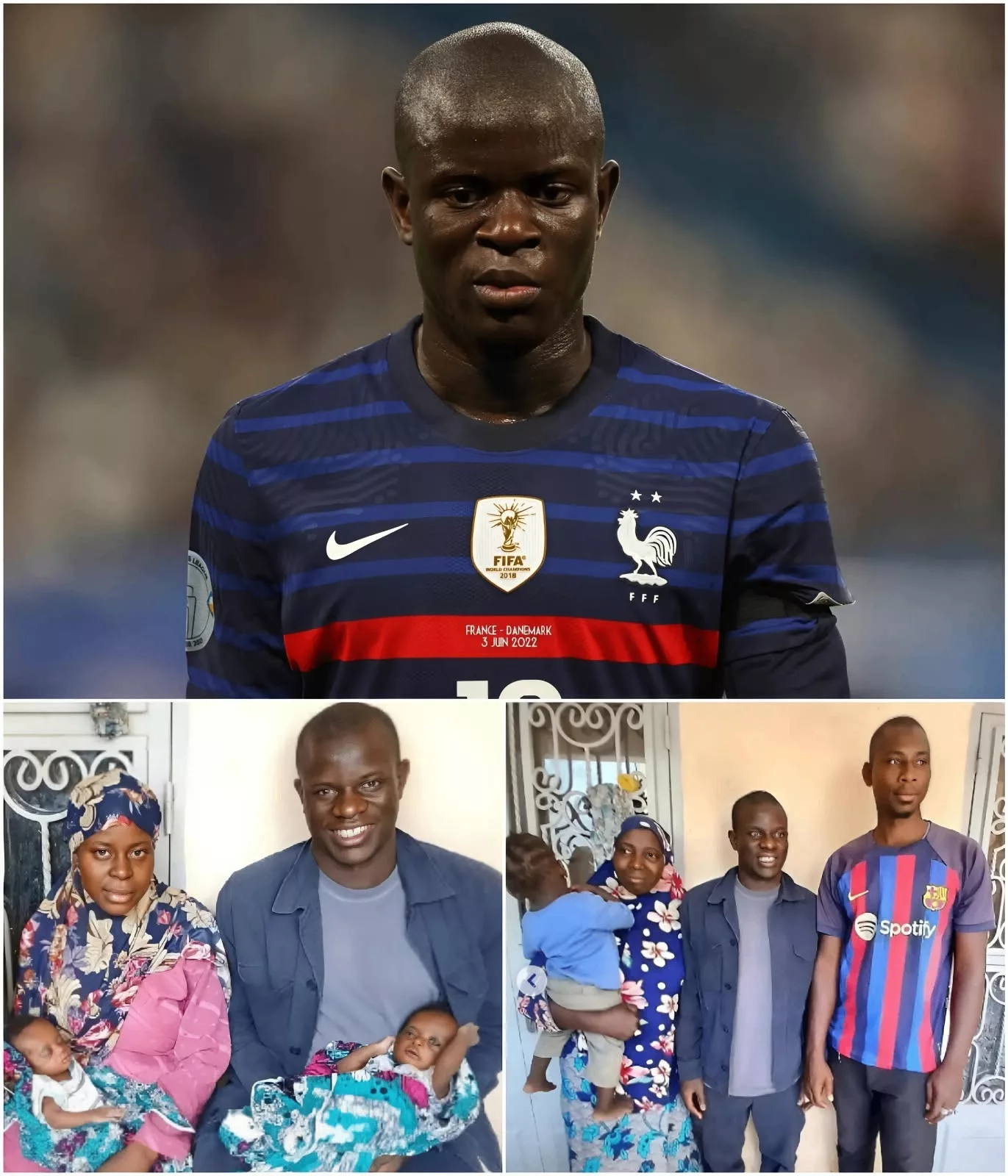 Cover Image for TRISTE NOUVELLE ! 💔 Il y a seulement 30 minutes, toute l’équipe de France a adressé ses plus sincères condoléances à N’Golo Kanté.