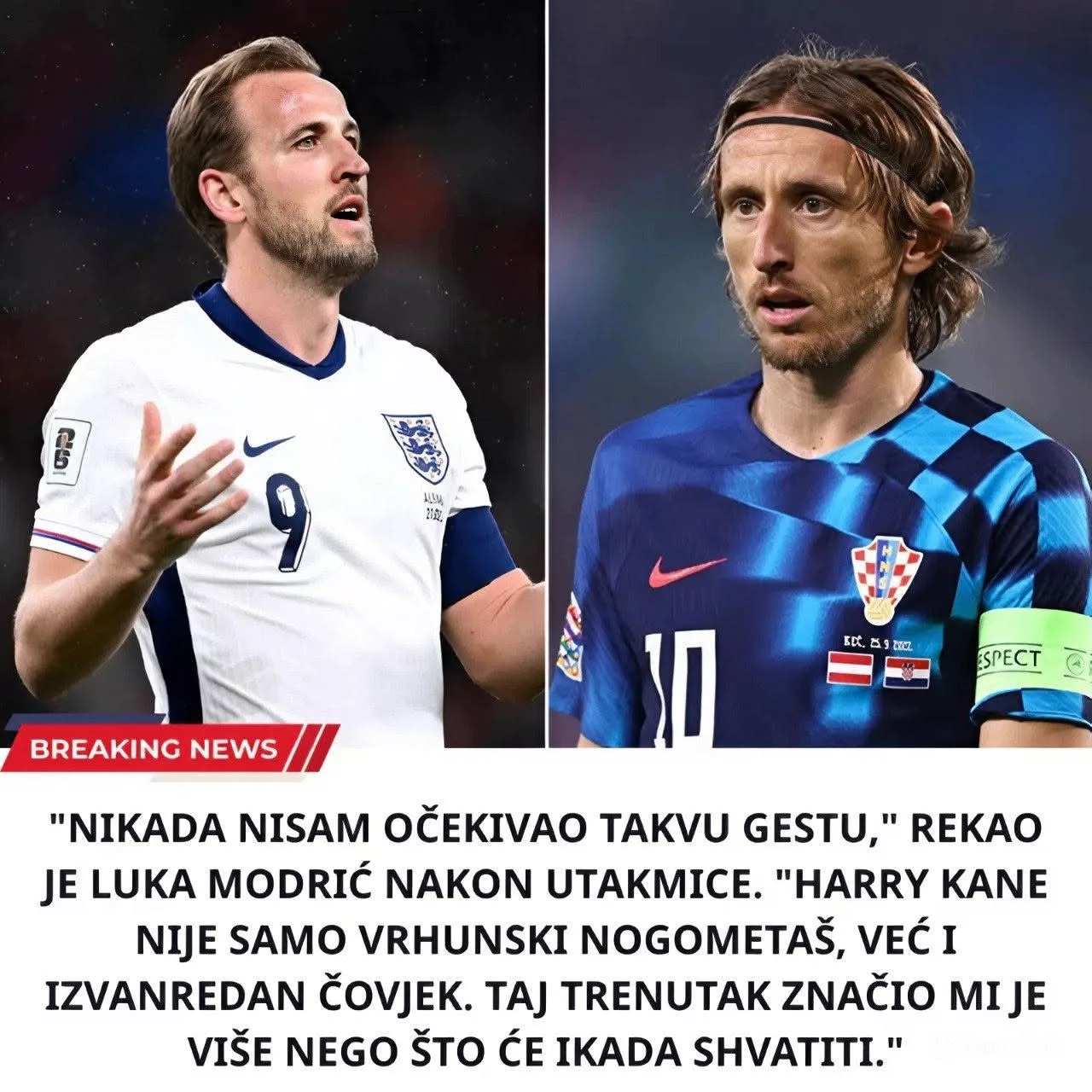 Cover Image for Dok je slavlje eruptiralo diljem stadiona nakon pobjede Engleske nad Hrvatskom rezultatom 4:2, Luka Modrić stajao je sam uz aut-liniju. Pognute glave.
