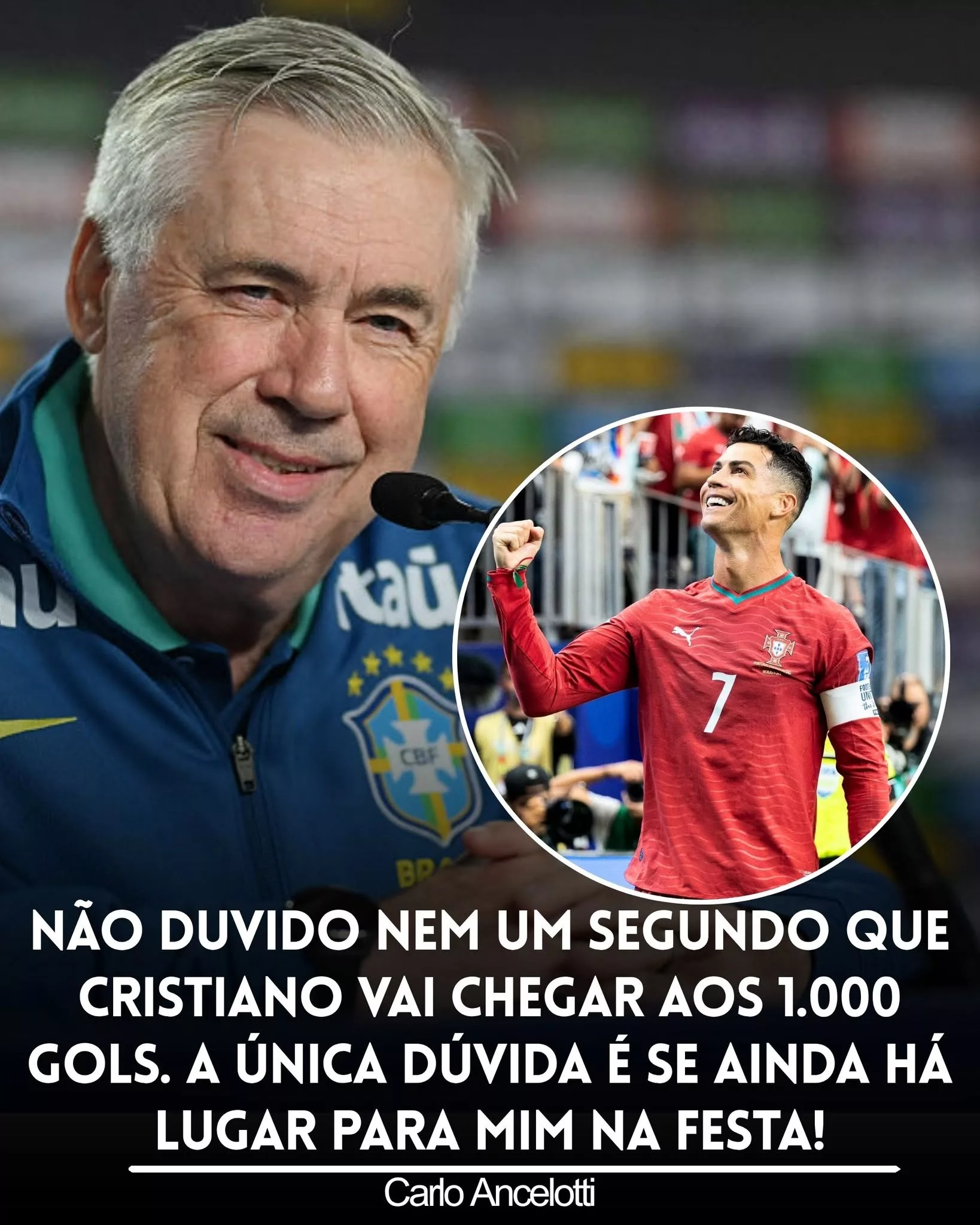 Cover Image for ANCELOTTI ACREDITA: CRISTIANO RONALDO VAI CHEGAR AOS 1.000 GOLOS E A SUA PREVISÃO ESTÁ A ENTUSIASMAR OS ADEPTOS
