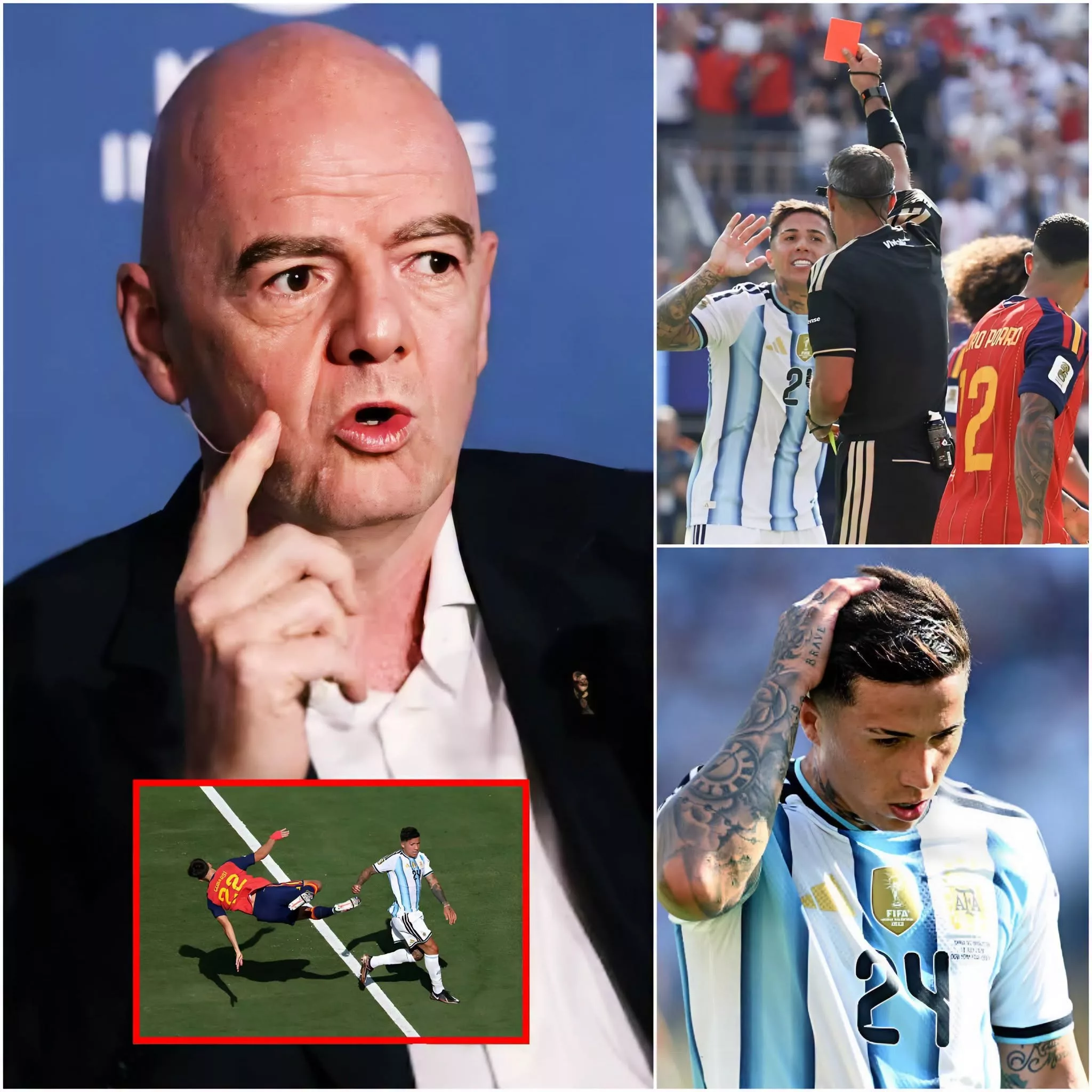 Cover Image for 🚨 HOT NEWS: The earthquake surrounding Enzo Fernández is over! After an unprecedented intervention to urgently review the red card decision, FIFA has officially announced the outcome, concluding a historic decision by President Gianni Infantino that has sent shockwaves throughout the football worl