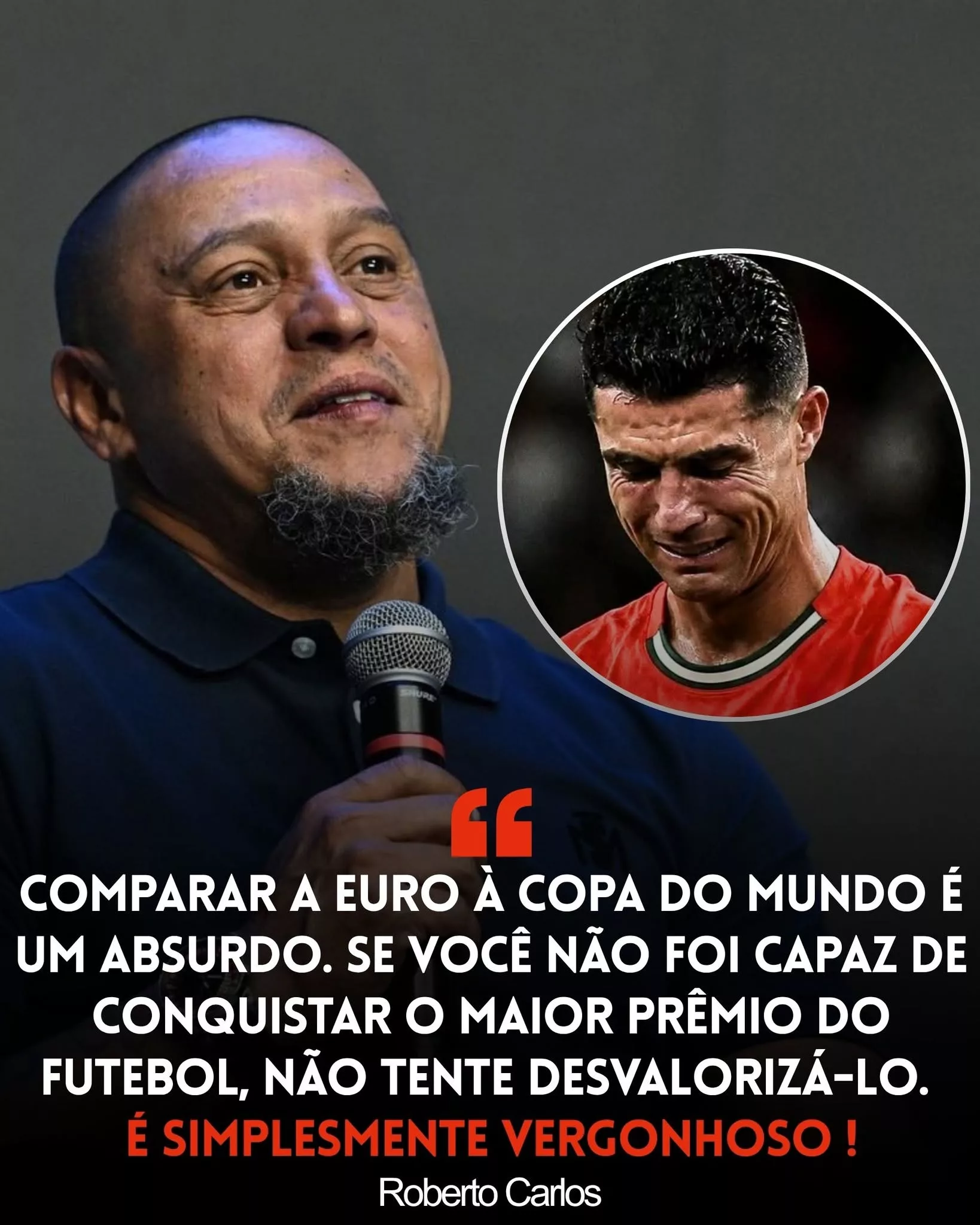 Cover Image for Roberto Carlos responde ao debate sobre as declarações de Cristiano Ronaldo e reacende a eterna discussão: Euro vale tanto quanto um Mundial?
