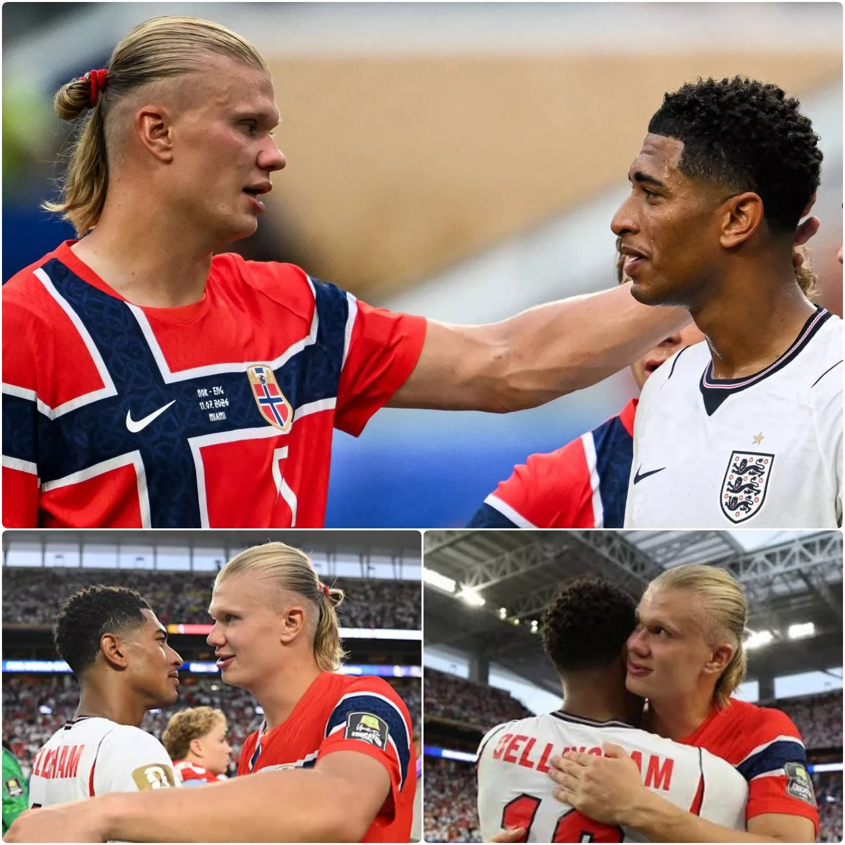 Cover Image for 😭❤️ A Hug That Spoke Louder Than Words: The Emotional Moment Between Jude Bellingham and Erling Haaland That Captured Football’s Heart