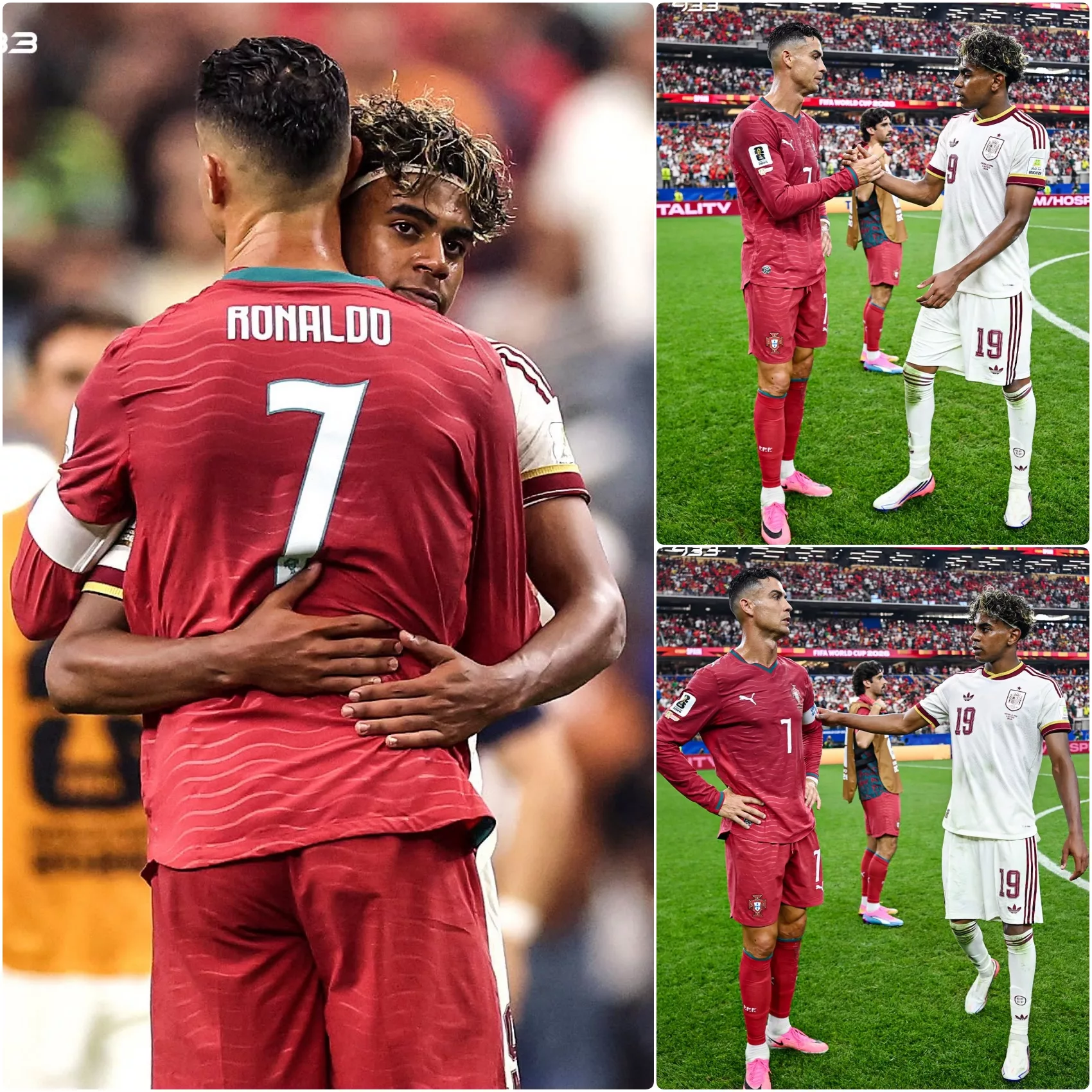 Cover Image for 🫂 **RESPEITO, LAMINE YAMAL!** 🤝 Logo após o apito final, **Lamine Yamal** deixou de lado a celebração e dirigiu-se imediatamente a **Cristiano Ronaldo** para confortar a lenda portuguesa. **Os grandes reconhecem os grandes.** ❤️🇵🇹🇪🇸