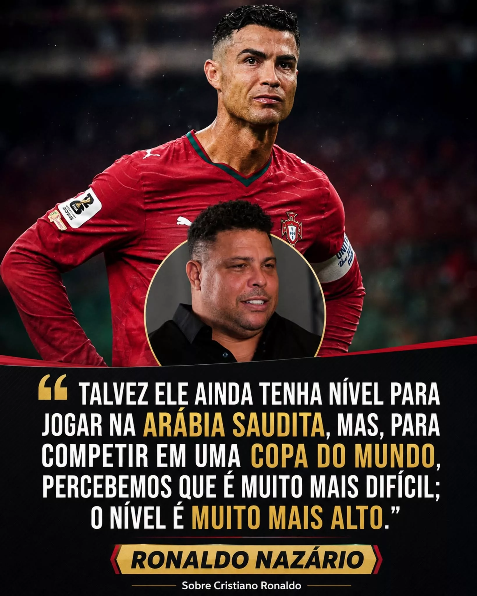 Cover Image for 🚨🔥 “CRISTIANO JÁ NÃO TEM NÍVEL PARA UMA COPA DO MUNDO?” As Palavras de Ronaldo Nazário Estão a Dividir o Mundo do Futebol