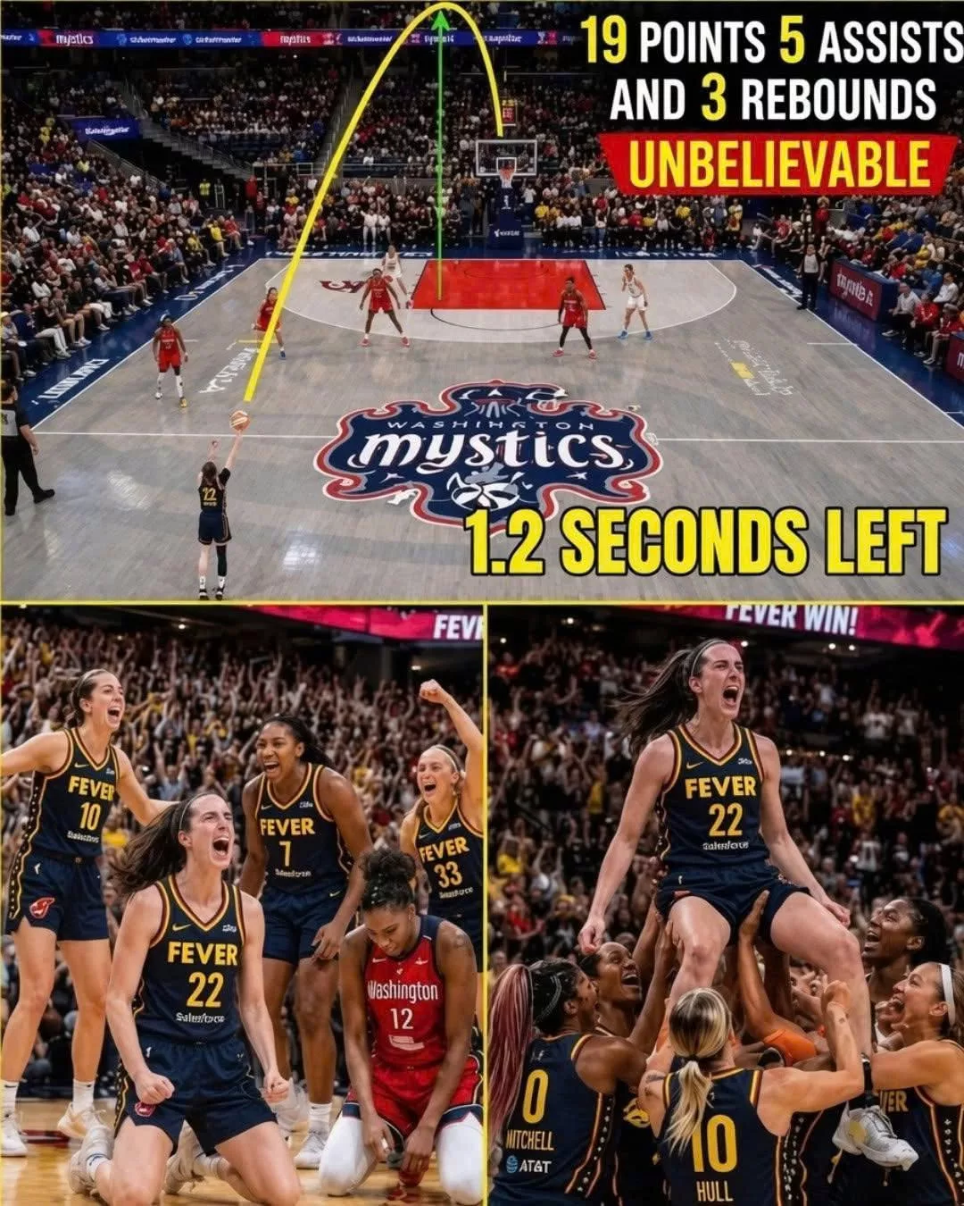 Cover Image for WITH JUST 1.2 SECONDS LEFT… CAITLIN CLARK HITS A STUNNING THREE-POINTER, TURNING THE ENTIRE GAME AROUND!