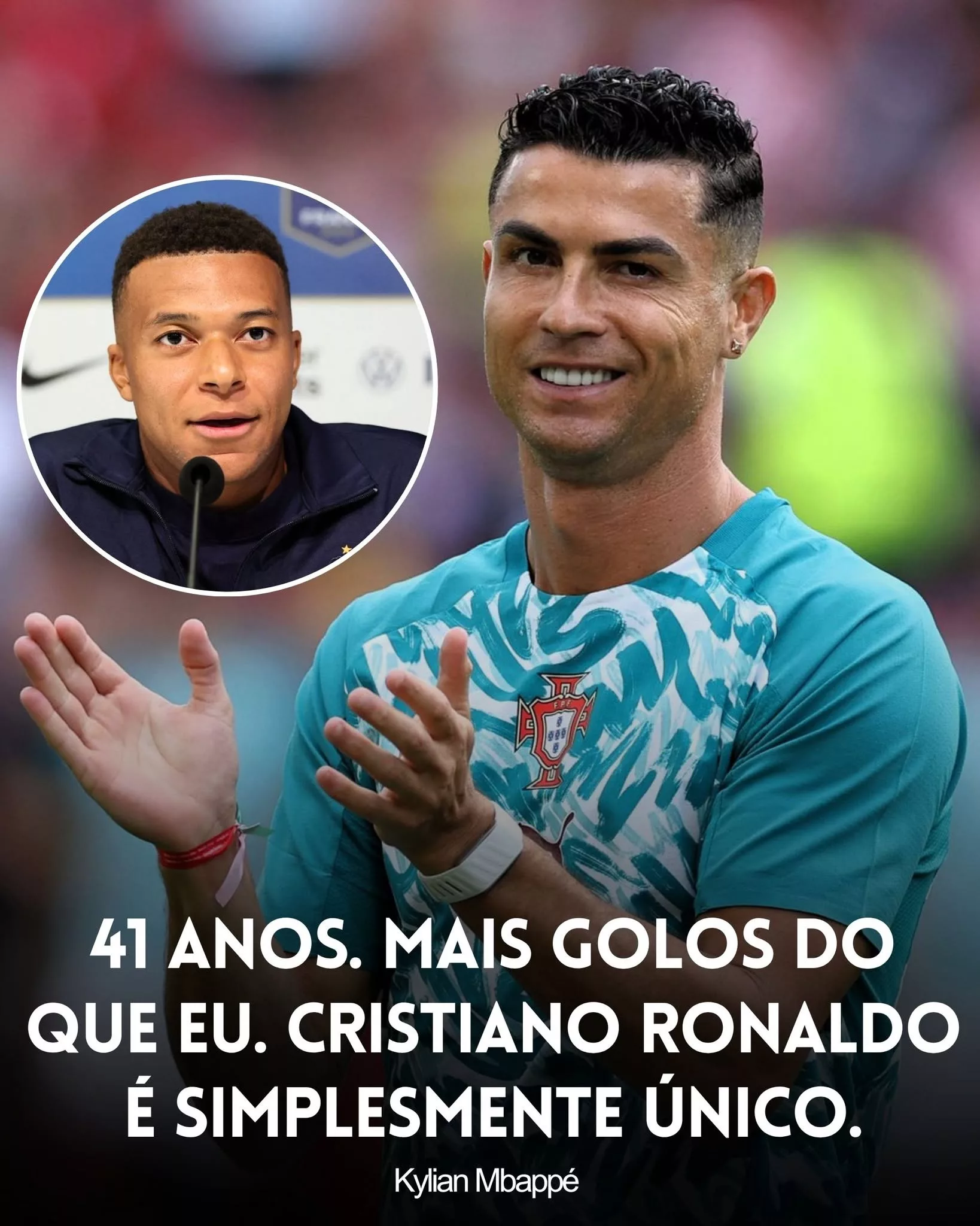 Cover Image for 🚨🇵🇹 MBAPPÉ RENDE-SE À LONGEVIDADE DE CRISTIANO RONALDO: UM LEGADO QUE CONTINUA A DESAFIAR O TEMPO