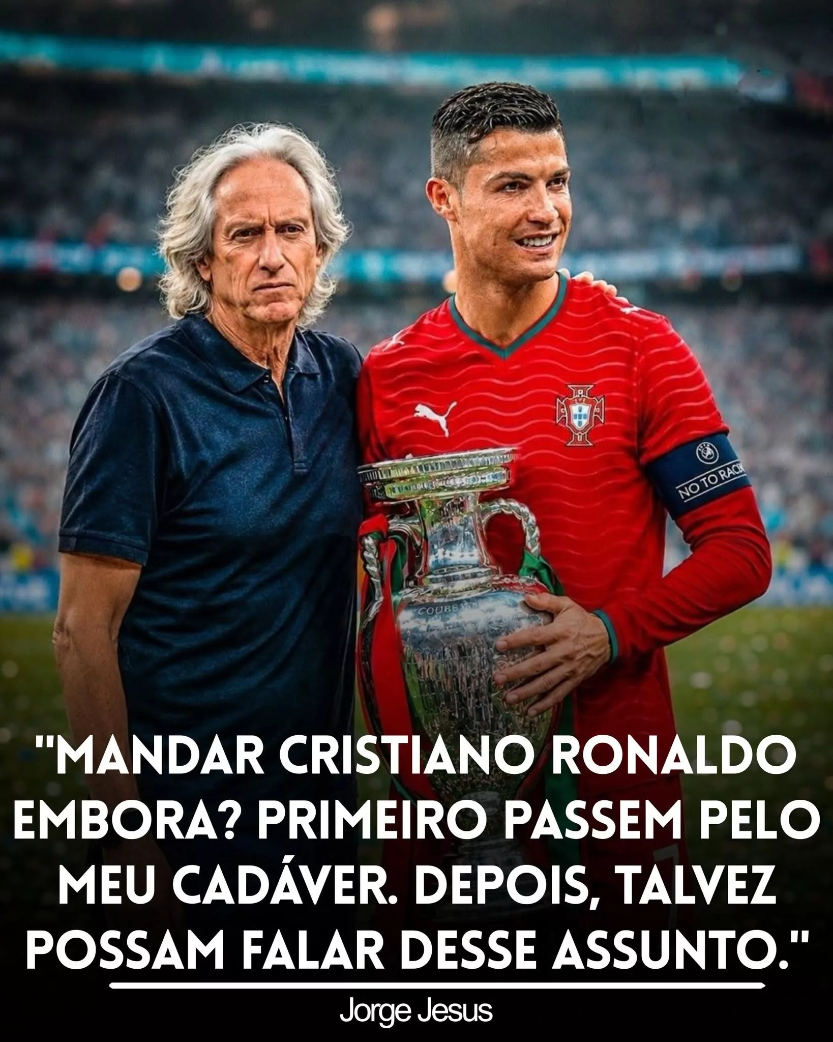 Cover Image for JORGE JESUS QUEBRA O SILÊNCIO: CRISTIANO RONALDO CONTINUA NOS PLANOS DE PORTUGAL E RECEBE VOTO DE CONFIANÇA TOTAL