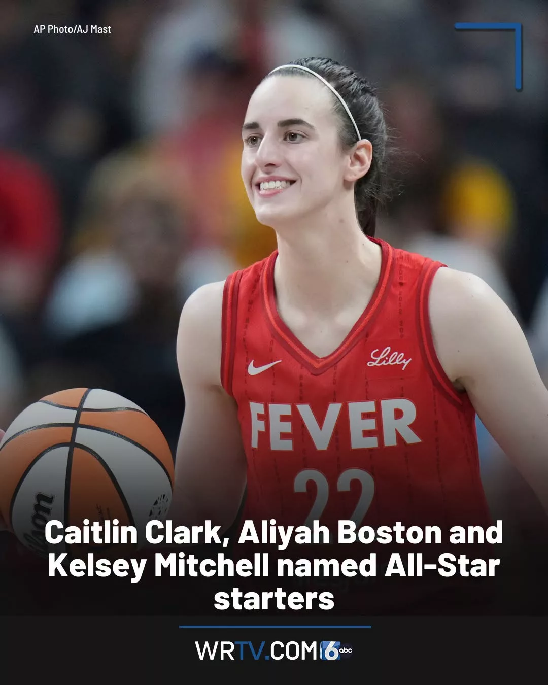 Cover Image for The Fever’s star trio of Caitlin Clark, Aliyah Boston, and Kelsey Mitchell have all been named All-Stars for the third straight year.