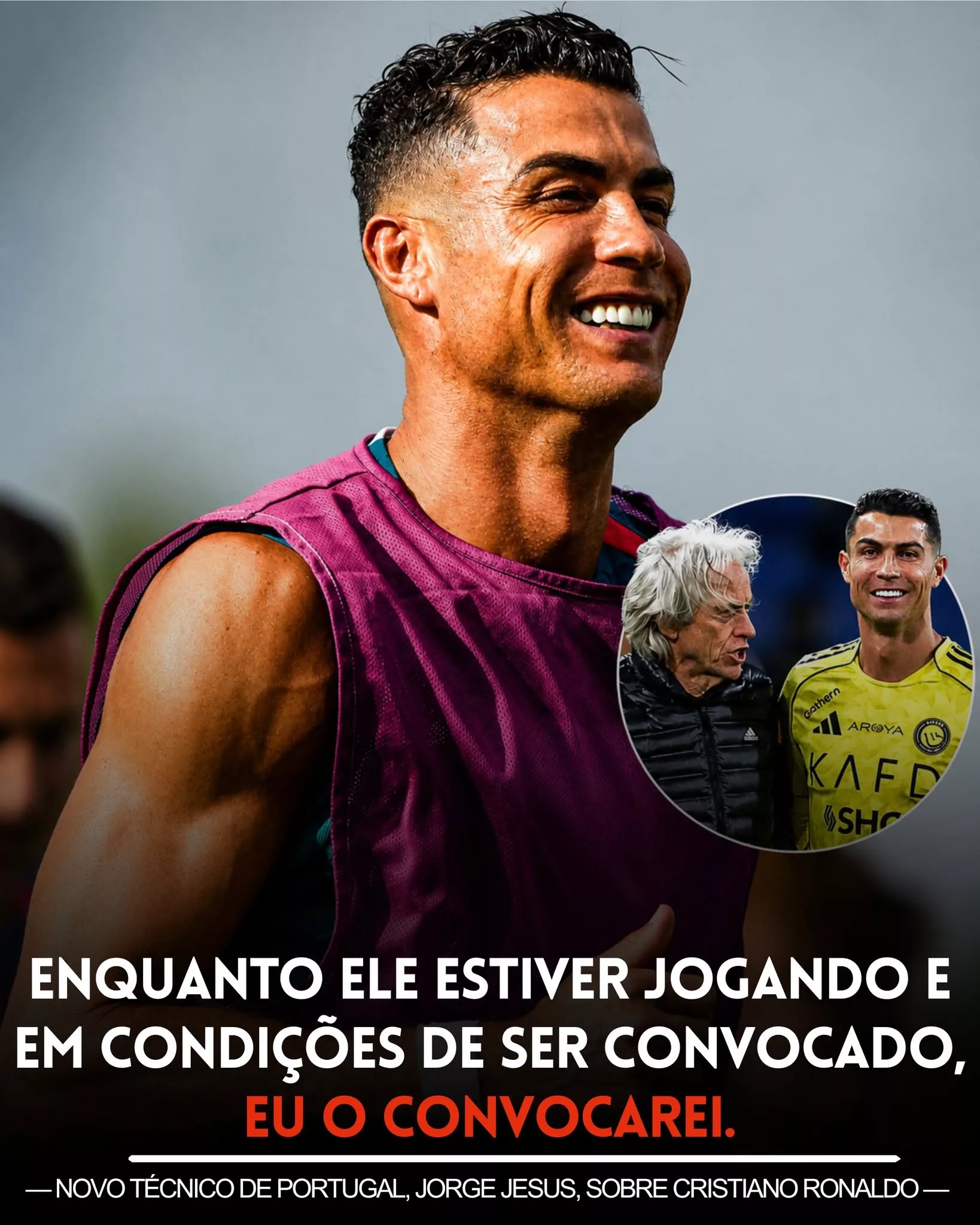 Cover Image for JORGE JESUS ABRE AS PORTAS A CRISTIANO RONALDO E DEIXA UMA MENSAGEM CLARA: “SE MERECER, VAI SER CONVOCADO”