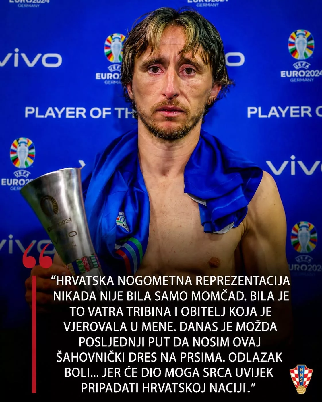Cover Image for TUŽNE VIJESTI: Luka Modrić je, u emotivnom obraćanju, potvrdio oproštaj od hrvatske nogometne reprezentacije, čime završava jedno od najslavnijih poglavlja u povijesti “Vatrenih”.