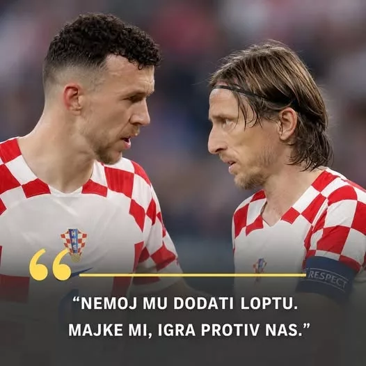 Cover Image for ŠOKANTNO: Tijekom poluvremena utakmice između Hrvatske i Portugala, dok je Hrvatska gubila 2–1, kamere su slučajno uhvatile Luku Modrića kako potajno upozorava Ivana Perišića