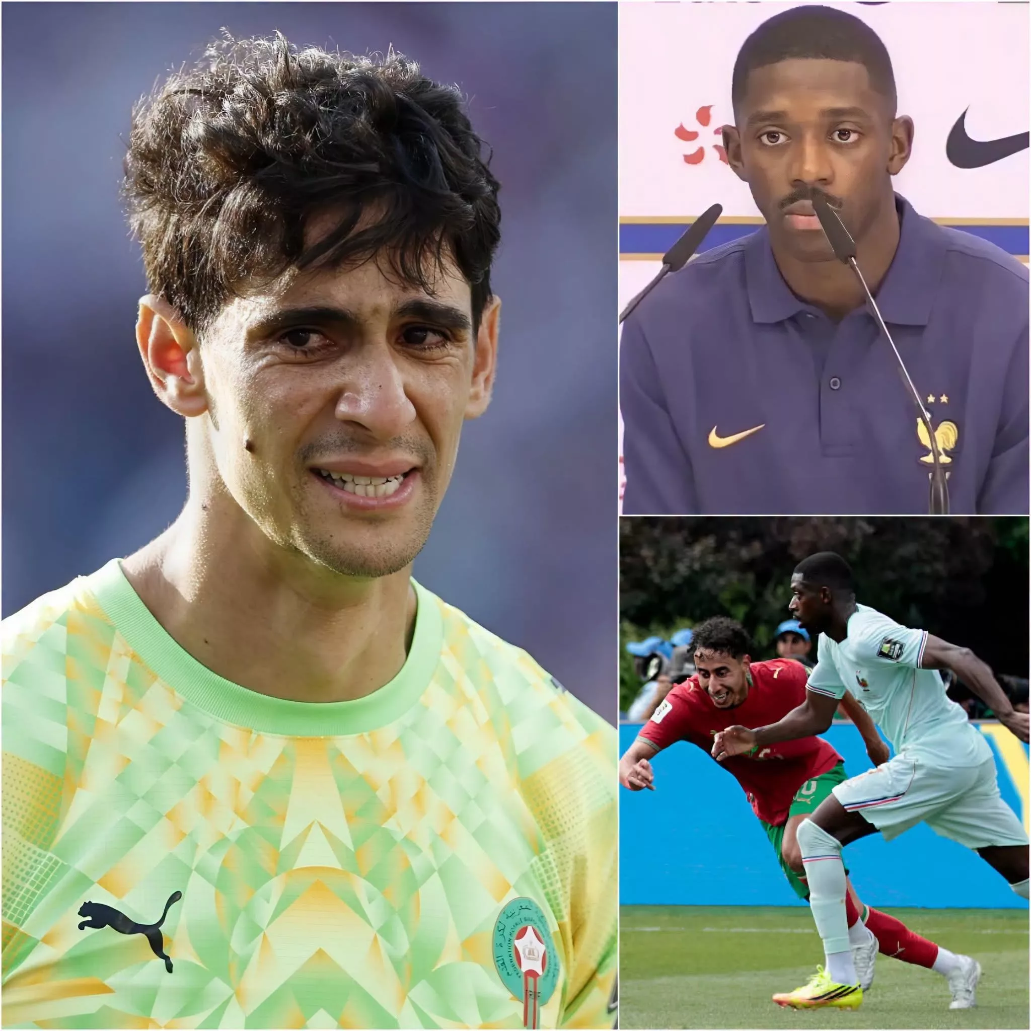 Cover Image for « DÉGAGE, ESPÈCE DE TRICHEURS AU RABAIS ! » Le gardien du Maroc, Yassine Bounou, a vivement critiqué l’équipe de France après la défaite 2-0 des Lions de l’Atlas, accusant certains joueurs français d’avoir multiplié les provocations