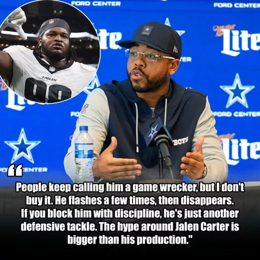 Cover Image for 🚨🦅 What if a rivalry between the Eagles and Cowboys reached another level? Imagine the reaction if a Cowboys coach publicly dismissed Jalen Carter as “nothing special.” You can bet the Eagles’ star defensive tackle wouldn’t let those comments go unanswered, and the next meeting between these NFC East rivals would instantly become must-watch football. Whether it’s words exchanged through the media or statements made on the field, rivalries like Eagles vs. Cowboys always add extra intensity to every snap. 👇 If this hypothetical scenario happened, how do you think Jalen Carter would respond—at the podium or with his play on the field?