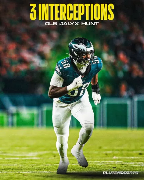 Cover Image for 🦅 The Eagles’ defense had its share of ups and downs in 2025—but several young stars gave Philly plenty of reasons to be excited.  Jalyx Hunt emerged as one of the biggest breakout defenders, leading the team in multiple categories, while Quinyon Mitchell continued to prove he’s one of the NFL’s rising shutdown corners. Zack Baun anchored the defense with a team-high 123 tackles, and Jordan Davis remained a force in the trenches. Although Nakobe Dean’s departure leaves a void, the Eagles still return a talented defensive core with the potential to take another step forward.  Can this group become one of the NFL’s elite defenses and lead Philadelphia on another deep playoff run in 2026?  👇 Which Eagles defender are you expecting to have the biggest breakout season this year?