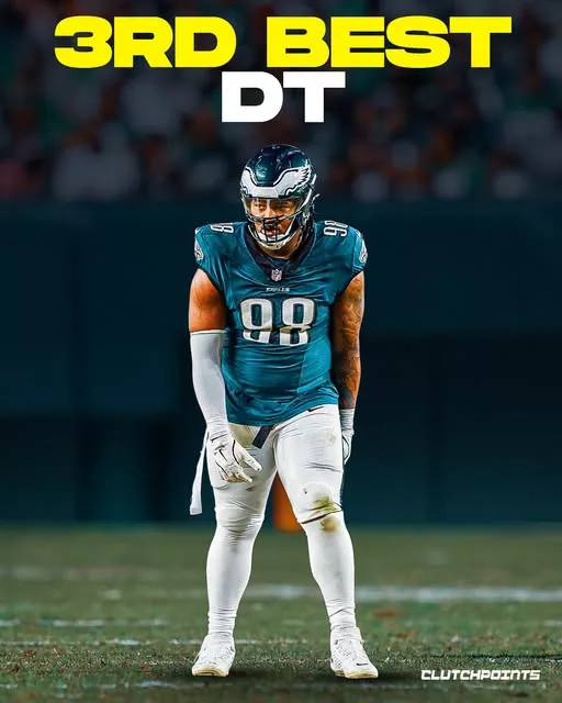Cover Image for 🦅💥 Jalen Carter may not have matched his 2024 numbers, but the NFL still fears him.  Even after a statistical dip in 2025, opposing coaches continue to game-plan around Carter because of the chaos he creates on every snap. His explosive first step, power, and ability to collapse the pocket make him one of the most disruptive interior defenders in football—even when the box score doesn’t fully capture his impact.  That respect showed up in ESPN’s annual survey of NFL executives, coaches, and scouts, where Carter was ranked the No. 3 defensive tackle entering the 2026 season. With Jordan Davis beside him and a loaded Eagles front around him, many believe Carter is still ascending toward true Defensive Player of the Year territory.  👇 Do you think Jalen Carter will finish the 2026 season as the NFL’s best defensive tackle?