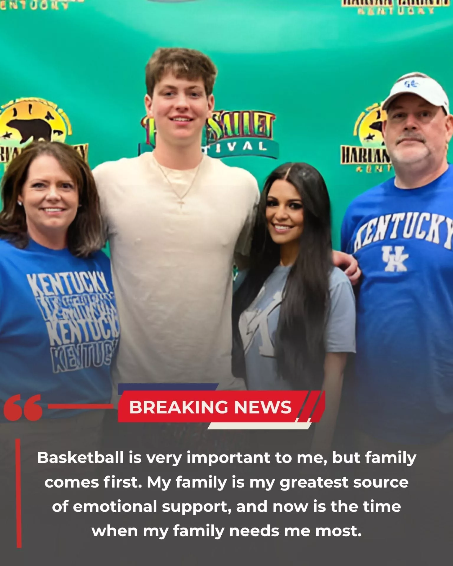 Cover Image for HEARTBREAKING MOMENT IN LEXINGTON: Kentucky Wildcats star Trent Noah delivers an emotional message about his family that leaves fans in tears.