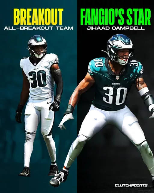 Cover Image for Jihaad Campbell hasn’t even started a full NFL season, yet expectations are already soaring in Philadelphia. NFL.com analyst Bucky Brooks has named the talented linebacker to his 2026 NFL All-Breakout Team, believing he’s ready for a massive leap in Vic Fangio’s defense. After spending his rookie year learning behind Nakobe Dean, Campbell is now expected to take over a full-time starting role. With his rare combination of size, speed, range, and pass-rushing ability, many believe he has everything needed to become the Eagles’ next defensive star. Could Campbell be the missing piece that elevates Philadelphia’s defense to another level in 2026? Eagles fans have every reason to be excited. 🦅💪