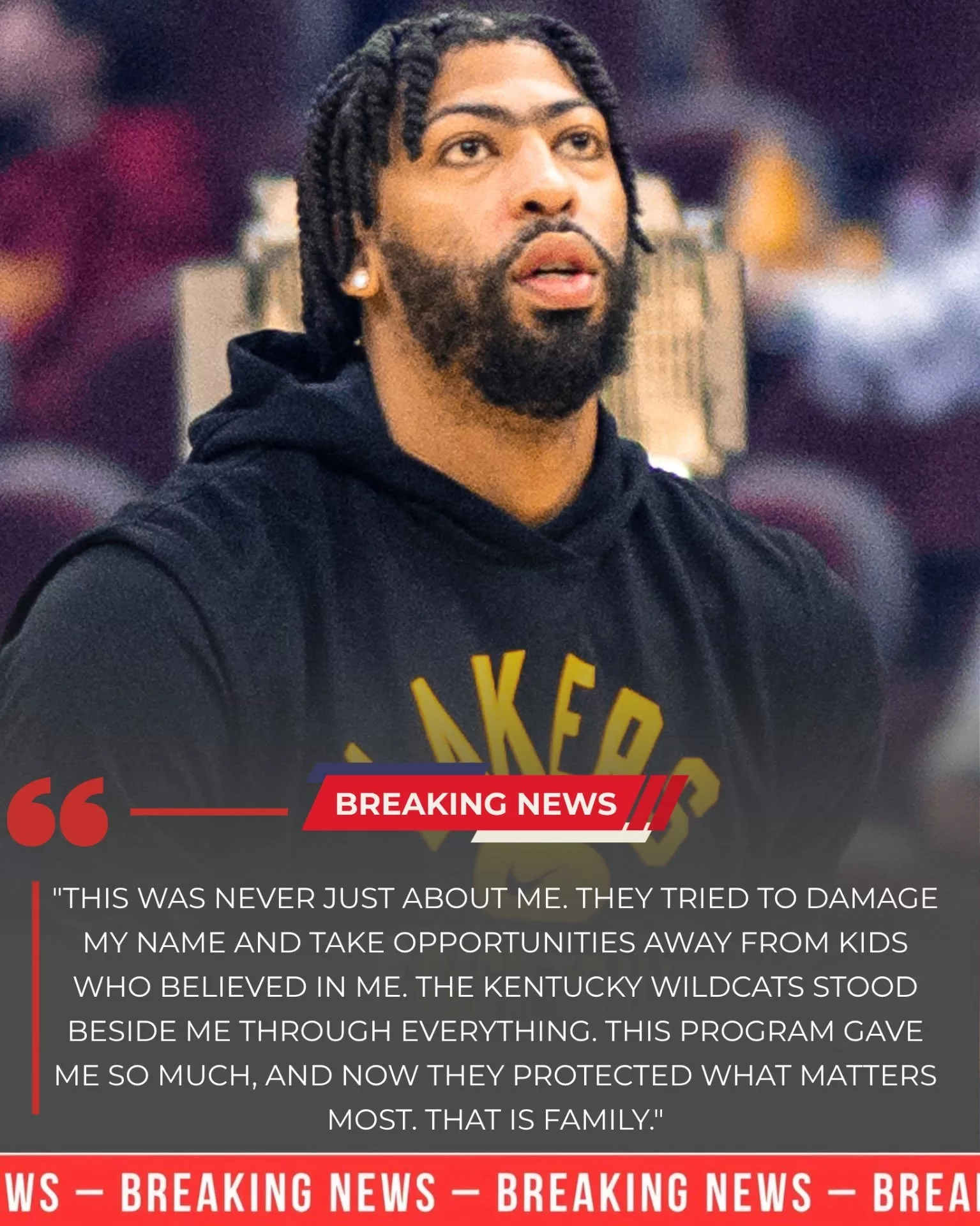 Cover Image for BREAKING: Kentucky Wildcats legend Anthony Davis has just won a lawsuit that, if lost, could have tarnished the legacy he built through his legendary intensity and charisma. But the Kentucky Wildcats stepped in — defending their icon and the community he’s championed for years.