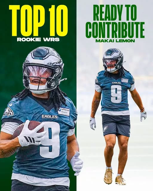 Cover Image for Makai Lemon is already generating serious buzz before taking his first regular-season NFL snap. CBS Sports recently ranked the Eagles’ first-round pick as the No. 3 rookie wide receiver based on his projected impact in the 2026 season, and it’s easy to see why. With a major opportunity waiting in Philadelphia’s offense, Lemon has a chance to contribute right away. Despite not being the biggest receiver, he consistently plays bigger than his frame, thrives after the catch, and has the explosiveness to create game-changing plays. Early projections of 53 catches, 623 yards, and four touchdowns could just be the beginning. Can Makai Lemon exceed expectations and become one of the biggest steals of the 2026 rookie class? 🦅🍋
