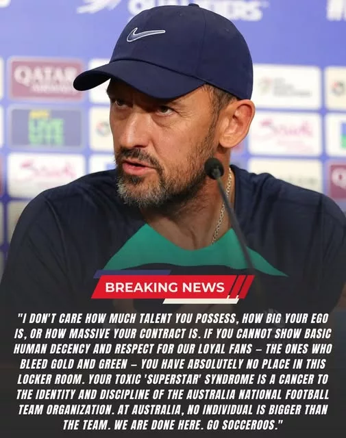 Cover Image for BREAKING NEWS: In a swift and decisive move, Au.stra.lia Na.tio.nal Football head coach Tony Pop.ovic has permanently dismissed one of the program’s star players from the team, effective immediately.