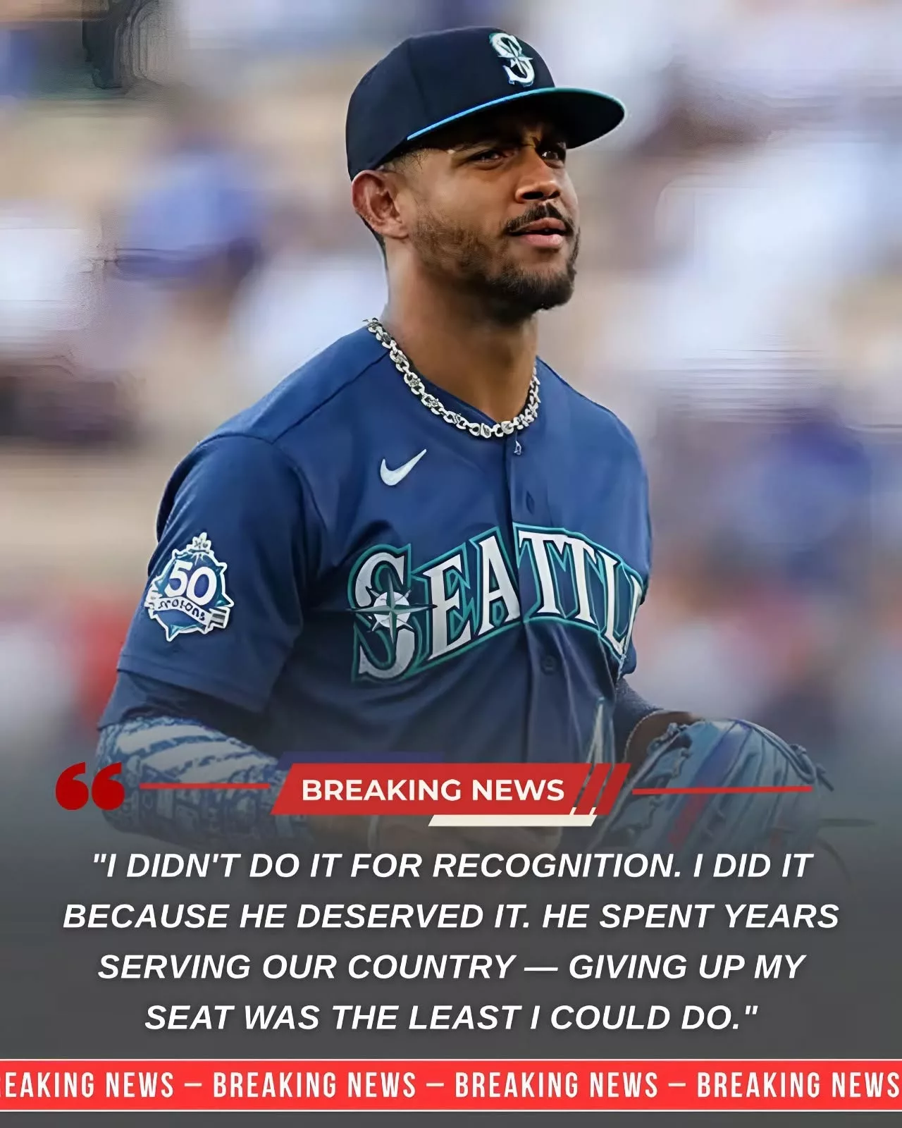 Cover Image for 🚨 BEYOND THE STAR POWER: Mariners Superstar Julio Rodríguez’s Quiet Act of Respect Toward a Military Veteran Leaves an Entire Flight Speechless
