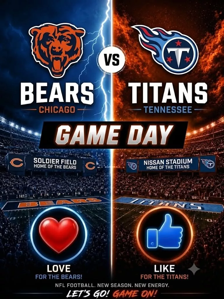 Cover Image for 🏈 “Cancel Your Saturday Plans”: NFL Officially Announces Kickoff Time for Chicago Bears vs. Tennessee Titans