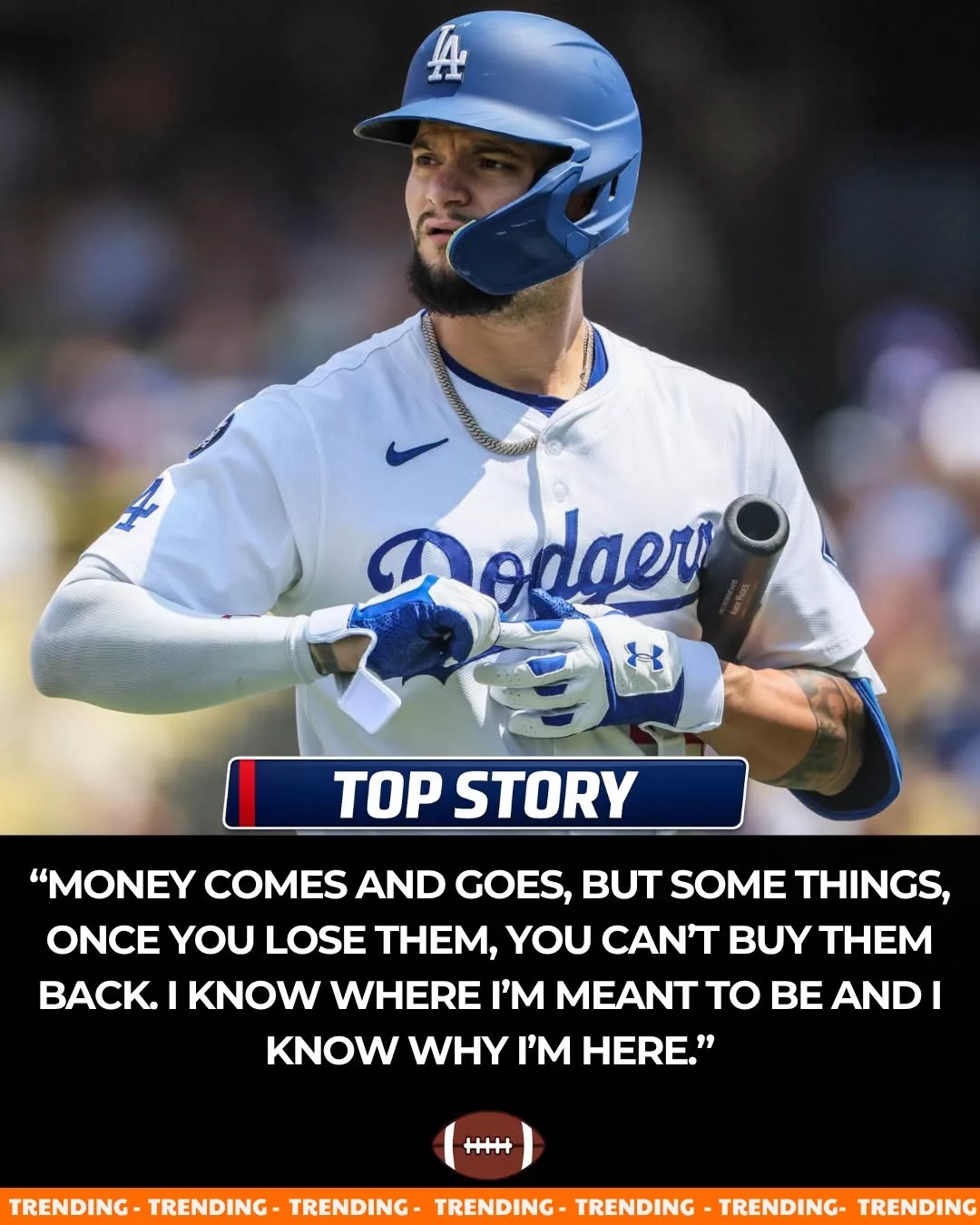 Cover Image for $18 Million? “Keep It.” — Dodgers’ Outfielder Turns Down Giants Offer to Honor a Promise to the Mentor Who Changed His Life