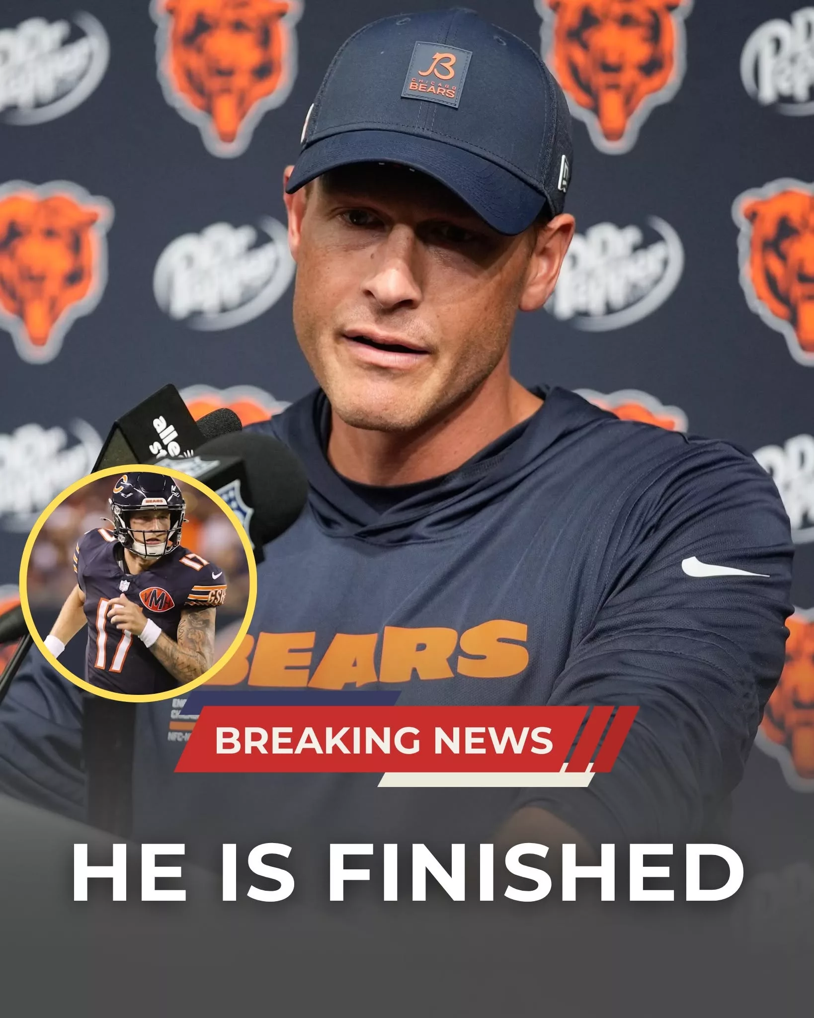 Cover Image for 🔥 “BENCH HIM… ENOUGH IS ENOUGH!” – Furious Chicago Bears fans are demanding that head coach Ben Johnson immediately remove this player from the starting lineup! 🏈😡🚨