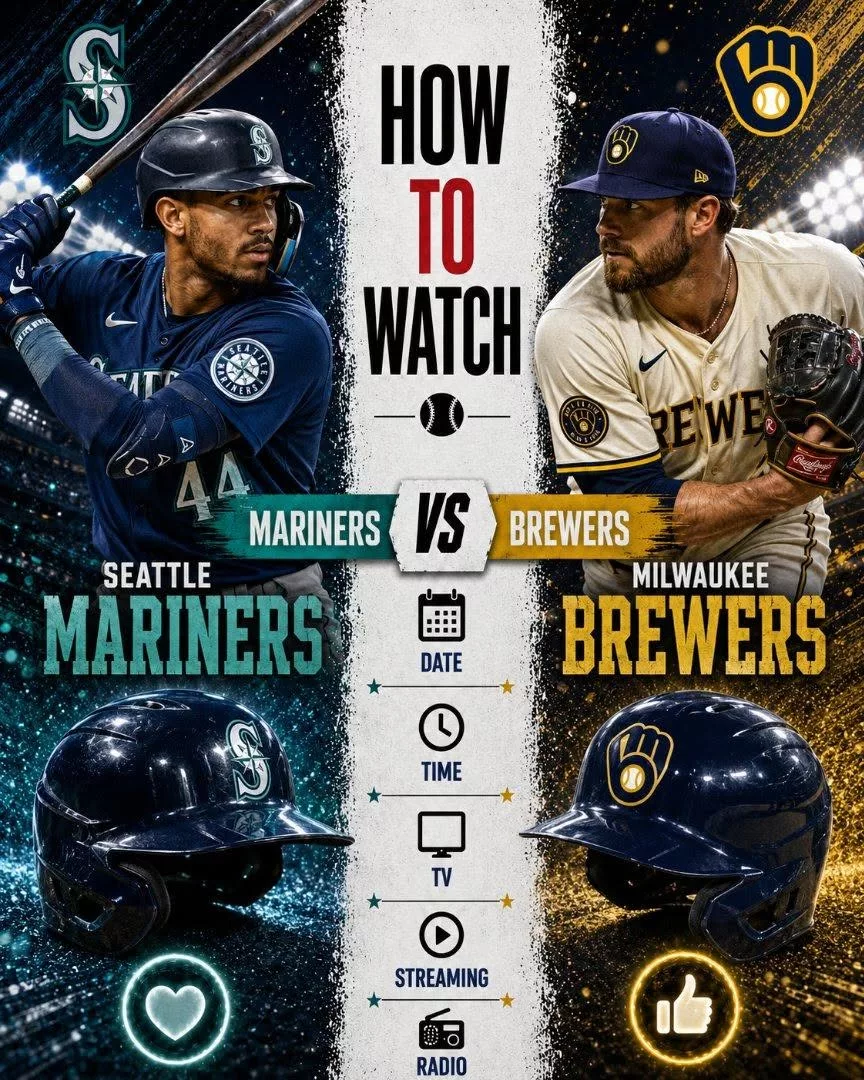 Cover Image for 🗓️ CONFIRMED: Broadcast Schedule Announced for Seattle Mariners’ Three-Game Road Series Against Milwaukee Brewers