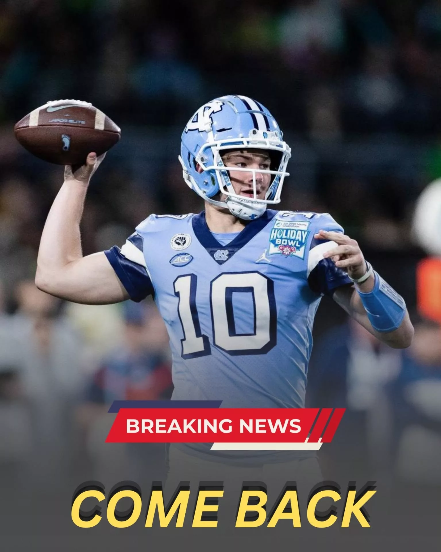 Cover Image for 🚨 HE’S COMING HOME: Former North Carolina Football superstar Ꭰrακе Μауе, the legendary quarterback who once brought Κеոаո Ѕτаԁіυm to its feet, is now eyeing a sensational return to Сһареӏ Ηіӏӏ — and the college football world is already on edge! 🏈🔥
