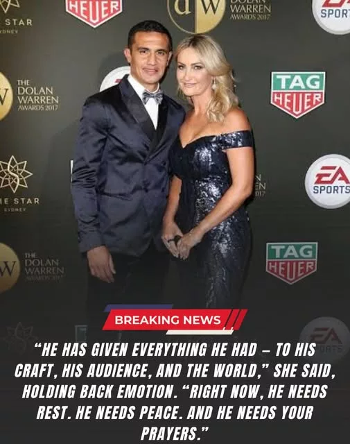 Cover Image for JUST IN – 15 Minutes Ago: Tim Cahill, the beloved Australian football legend known for his unforgettable moments on the pitch, iconic goals, passionate performances, and deep connection with fans around the world, is at the center of a deeply emotional update that has left supporters concerned. The message came from his wife, Rebekah Greenhill, whose brief but heartfelt words have drawn an emotional response from fans everywhere. Speaking about her husband, she shared a rare and deeply personal glimpse into what their family is currently facing. “Tim is extremely tired,” Rebekah said softly. “He’s still pushing forward, still finding strength in the moments and people he loves… but right now, we’re taking everything one day at a time.” According to Rebekah, Tim is surrounded by the people closest to him, including family and longtime friends who have stood beside him throughout the many chapters of his life and remarkable football career. Around him are memories of years on the pitch, unforgettable moments with Australia, memorable goals, and a legacy built through football, passion, and his connection with millions of fans. The couple has always valued their family life, but Rebekah explained that some moments remain deeply personal and that what matters most right now is being together with the people they love. “He has given so much of himself — to his family, his career, his fans, and the people who have supported him throughout the years,” Rebekah said emotionally. “Right now, what matters most is that he has time to rest, peace around him, and all the love people want to send his way.” Supporters across social media have been sharing messages of love, appreciation, and encouragement for Tim, Rebekah, and their loved ones. Join us in sending love and support to Tim Cahill, Rebekah Greenhill, and their family during this emotional moment.