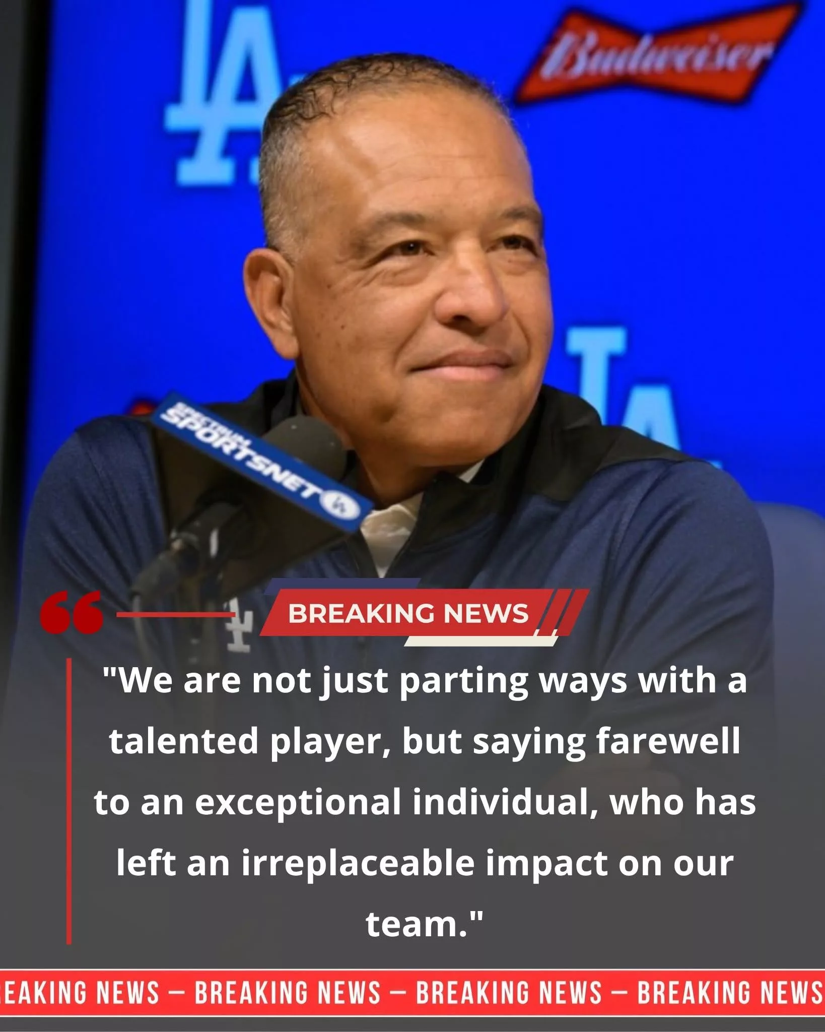 Cover Image for âWE WILL MISS YOU A LOTâ: A superstar of the Los Angeles Dodgers will not be continuing with the team next season, manager Dave Roberts has confirmedâŠ