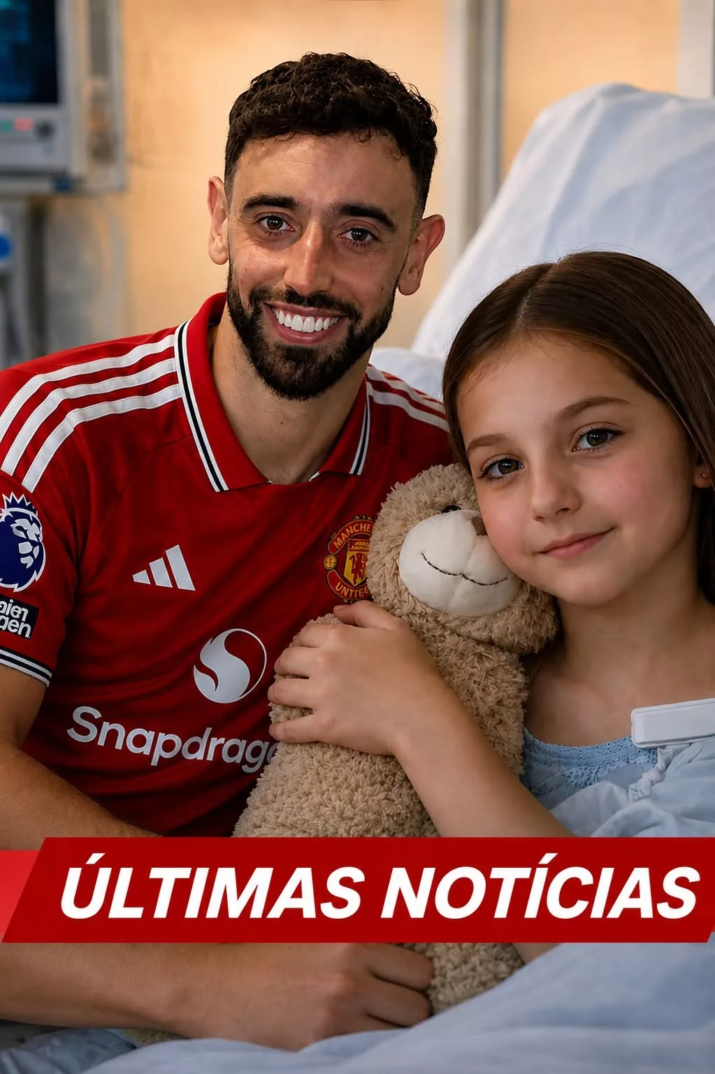 Cover Image for Gesto emocionante: Bruno Fernandes financia transplante de coração artificial a menina de 8 anos e ajuda-a a retomar uma vida normal