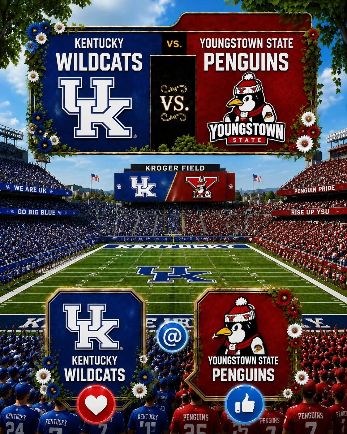Cover Image for LAST-MINUTE UPDATE: Kentucky Wildcats vs Youngstown State Penguins
