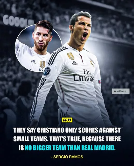 Cover Image for 🔥 SERGIO RAMOS LANÇA UMA RESPOSTA QUE DEIXOU TODA A GENTE A FALAR! 🇪🇸🐐 Quando Cristiano Ronaldo foi alvo de críticas por supostamente marcar apenas contra equipas “pequenas”, Sergio Ramos não ficou calado. A resposta do antigo capitão do Real Madrid virou completamente o argumento e revelou o seu típico espírito provocador. Com uma frase curta, Ramos transformou uma crítica numa demonstração de confiança absoluta em Ronaldo e no clube que ambos representaram. Foi ironia? Foi provocação? Ou uma das respostas mais brilhantes da era dourada do Real Madrid? 👀 A frase completa de Ramos e o verdadeiro significado por trás dela estão a deixar os fãs recordarem uma das maiores rivalidades do futebol.