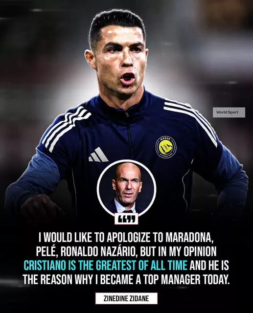 Cover Image for 🔥 “CRISTIANO RONALDO É O MAIOR DE TODOS OS TEMPOS.” — ZIDANE SURPREENDE COM UMA DECLARAÇÃO FORTE! Quando uma lenda como Zinedine Zidane coloca Cristiano Ronaldo acima de nomes históricos como Pelé, Maradona e Ronaldo Nazário, a declaração ganha um peso especial. 👀 Zidane conhece CR7 de perto. Juntos no Real Madrid, viveram uma das eras mais impressionantes da história do futebol, conquistando três Champions League consecutivas entre 2016 e 2018. Mas existe um detalhe que torna tudo ainda mais interessante: Zidane sempre ficou impressionado com a disciplina, intensidade e obsessão de Ronaldo pelo treino. Para ele, CR7 não dependia apenas do talento — trabalhava para transformar cada oportunidade em excelência. E quando chegavam os grandes jogos, Ronaldo respondia dentro de campo. 🏆 Mas será que os feitos de CR7 são suficientes para encerrar definitivamente o debate sobre quem é o verdadeiro GOAT?