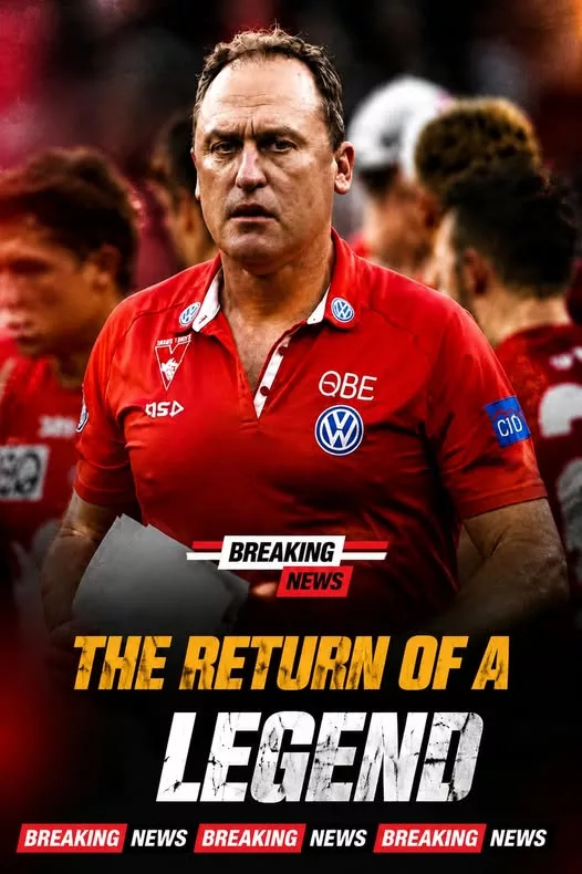 Cover Image for 🚨❤️ HE’S COMING HOME — AND SYDNEY SWANS FANS DIDN’T SEE THIS COMING!  A familiar face from the Sydney Swans’ past is reportedly returning to Sydney, and this time, he won’t be coming back in the role fans remember. 👀🦢  The former fiery and passionate coach who once brought incredible energy to the SCG is set to take on a brand-new role, sparking huge excitement across the AFL world.  His return is about more than football. It’s about loyalty, memories, and a deep connection with the Swans that never truly disappeared.  But what exactly will his new role be? And why has his comeback already created such a buzz among supporters and rivals?  🔥 One thing is certain: his return could make the next chapter at Sydney far more interesting than anyone expected…  Who is it? The answer may surprise you.
