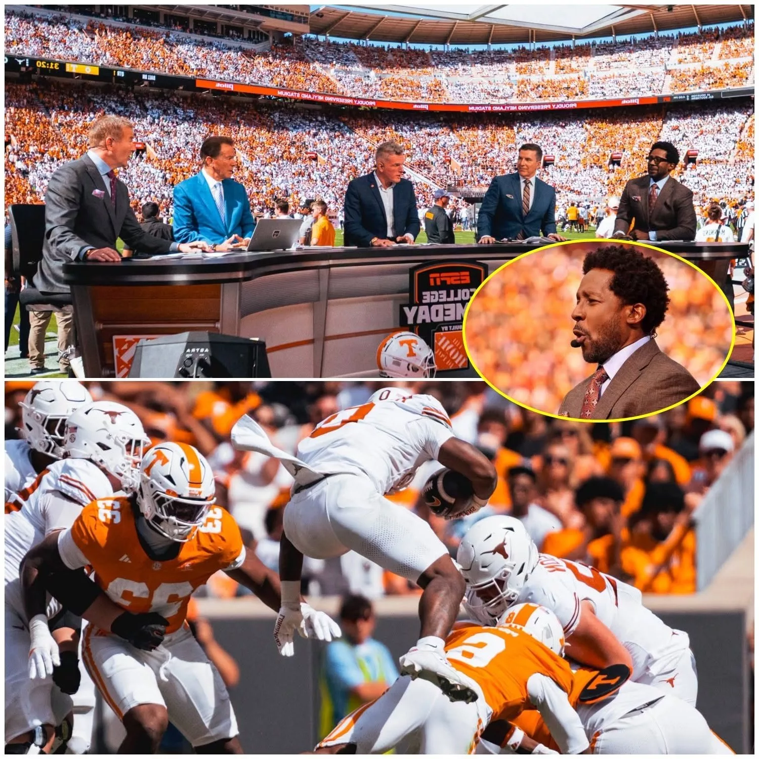 Cover Image for Desmond Howard infuriated Texas Longhorns fans after taking a stunning shot at Texas’ thrilling 20–17 victory over the Tennessee Volunteers live on television: