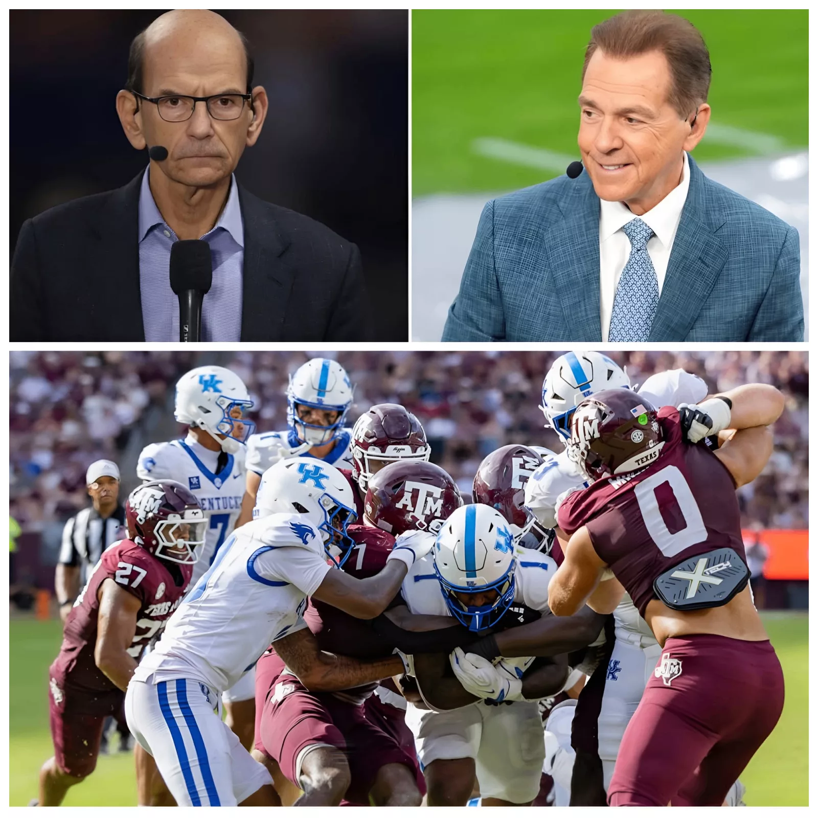 Cover Image for The ESPN studio turned into a “war zone” on Saturday night when Finebaum and Nick Saban clashed over Texas A&M’s stunning 31–21 loss to Kentucky, and what started as routine postgame analysis quickly became one of the most intense on-air moments of the night.
