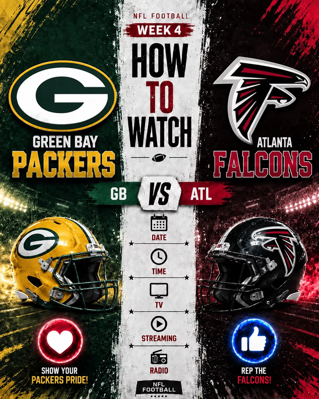 Cover Image for HOW TO WATCH: Green Bay Packers vs. Atlanta Falcons — Game Time, TV Channel, Streaming Info, and Everything You Need to Know