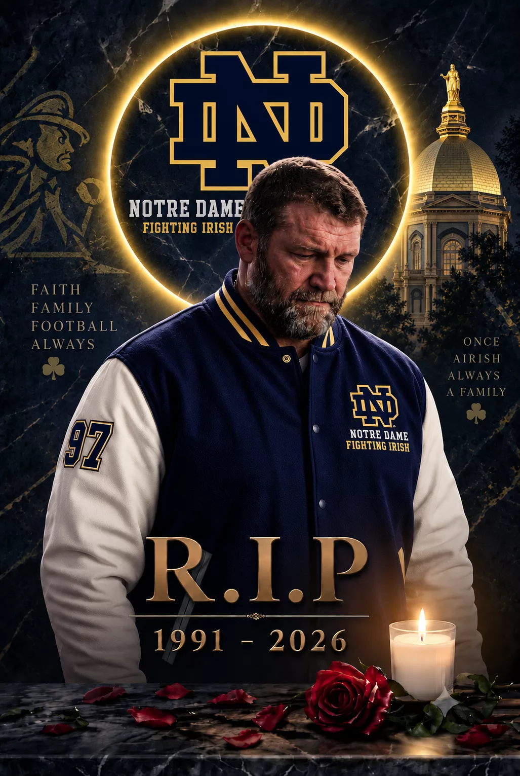 Cover Image for 💔 SAD NEWS: Notre Dame Fighting Irish Football Community Mourns a Heartbreaking Loss