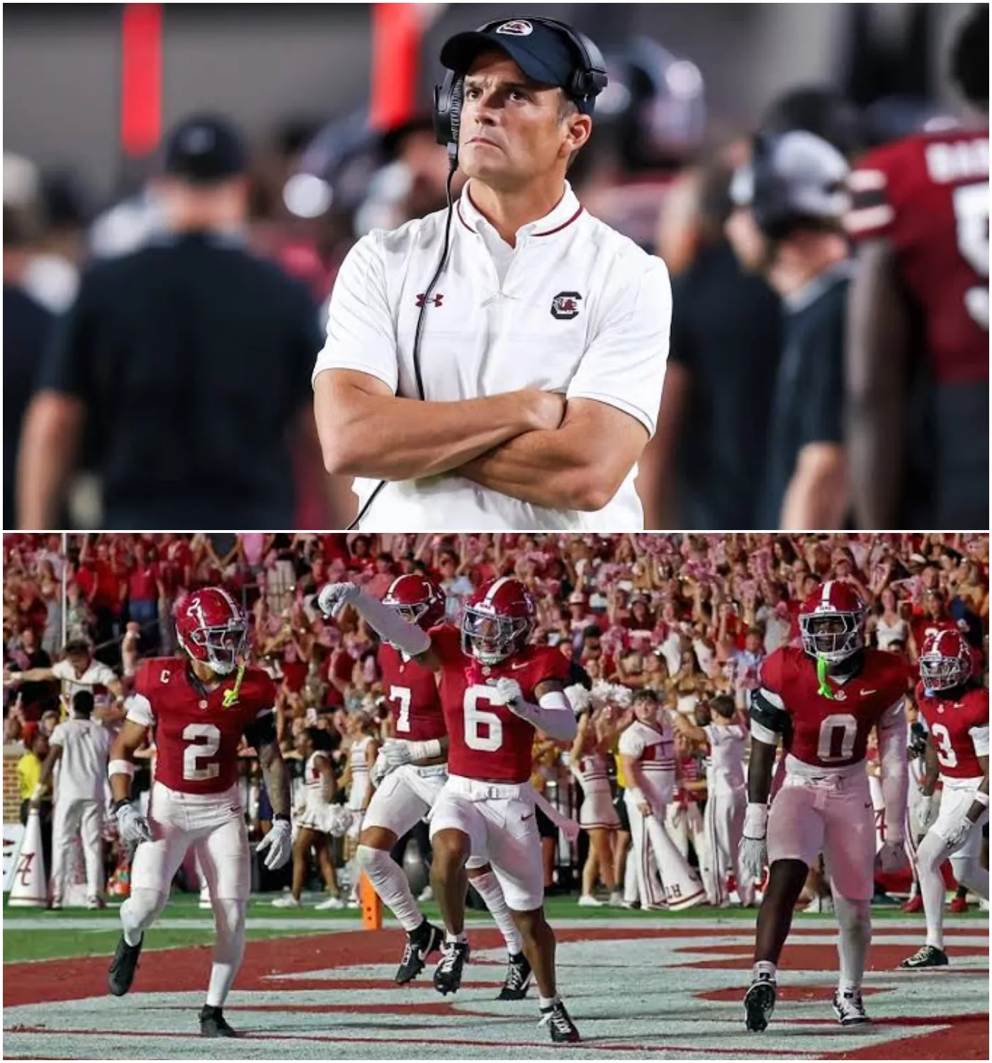 Cover Image for 🚨 BREAKING NEWS: South Carolina Gamecocks coach Shane Beamer’s postgame gesture toward the Alabama Crimson Tide players following his team’s crushing 18–49 loss has gone viral on social media. (VIDEO)
