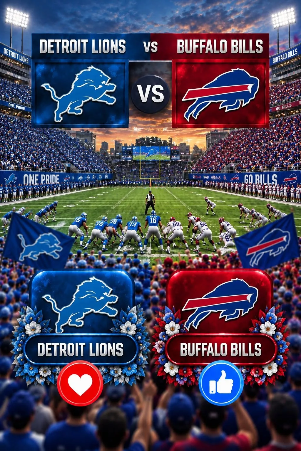 Cover Image for 🔥 PRIME-TIME SHOWDOWN: Detroit Lions vs Buffalo Bills Turns Into A Must-Watch NFL Battle Under The Lights 🔥