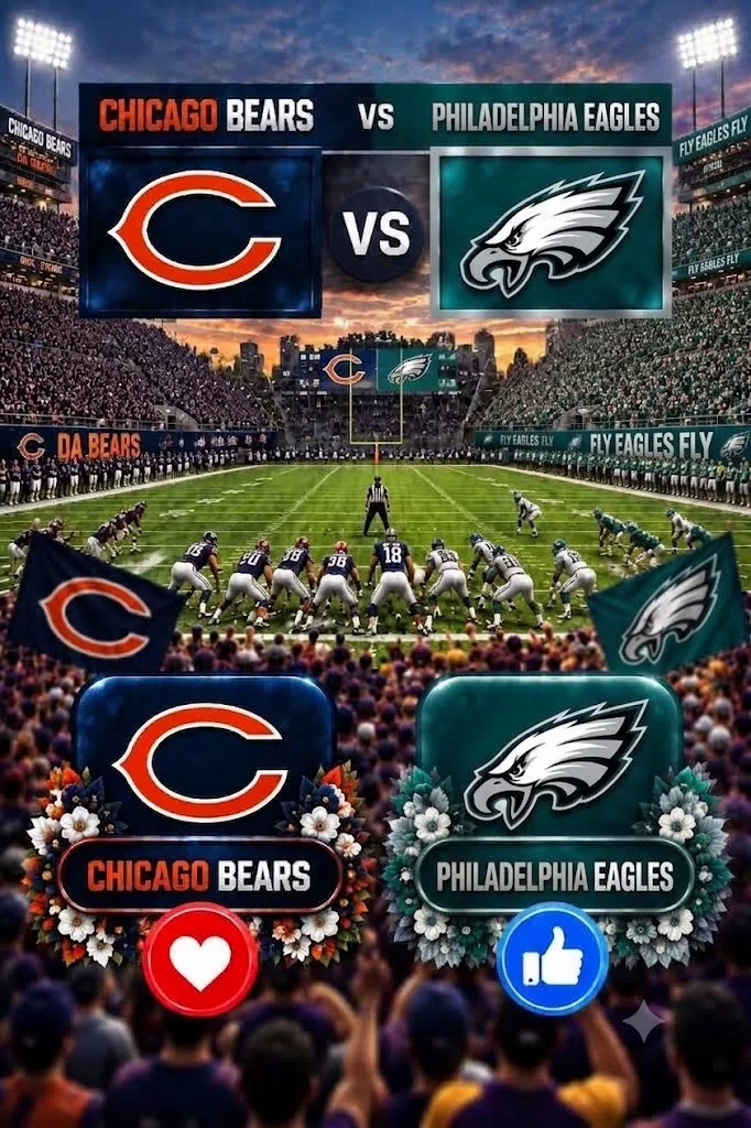 Cover Image for 🚨 GAME TIME UPDATE: CHICAGO BEARS vs. PHILADELPHIA EAGLES — IMPORTANT INFORMATION BELOW 👇
