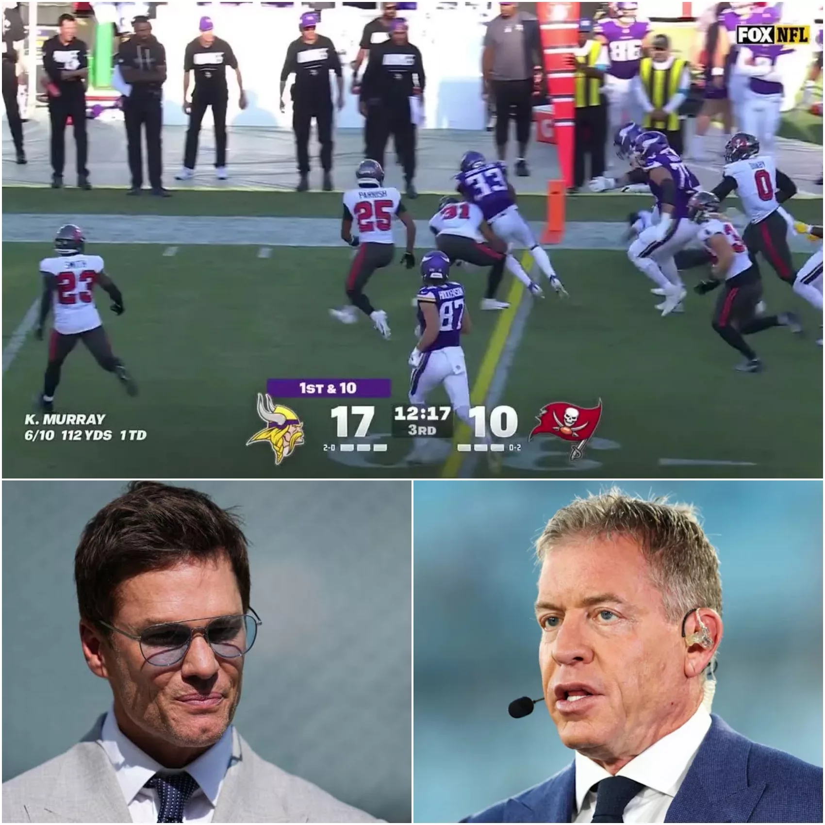 Cover Image for 🏈 TROY AIKMAN SPARKS VIKINGS FURY AFTER BLUNT TAKE ON MINNESOTA’S 23–16 WIN — TOM BRADY RESPONDS
