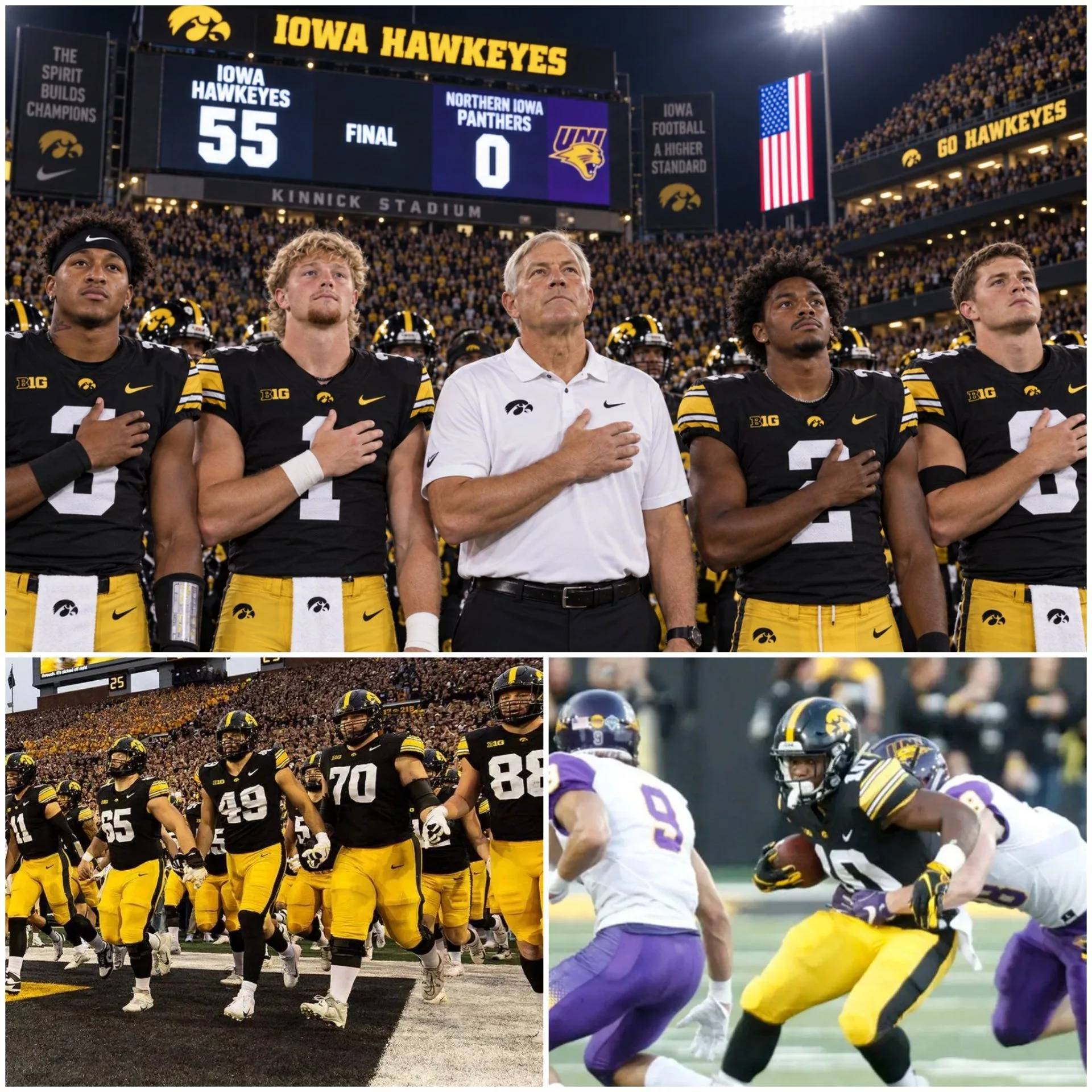 Cover Image for No one expected it — but after the Iowa Hawkeyes delivered a dominant 55–0 victory over the Northern Iowa Panthers, the team created a moment that reminded everyone why college football is about more than just the final score.