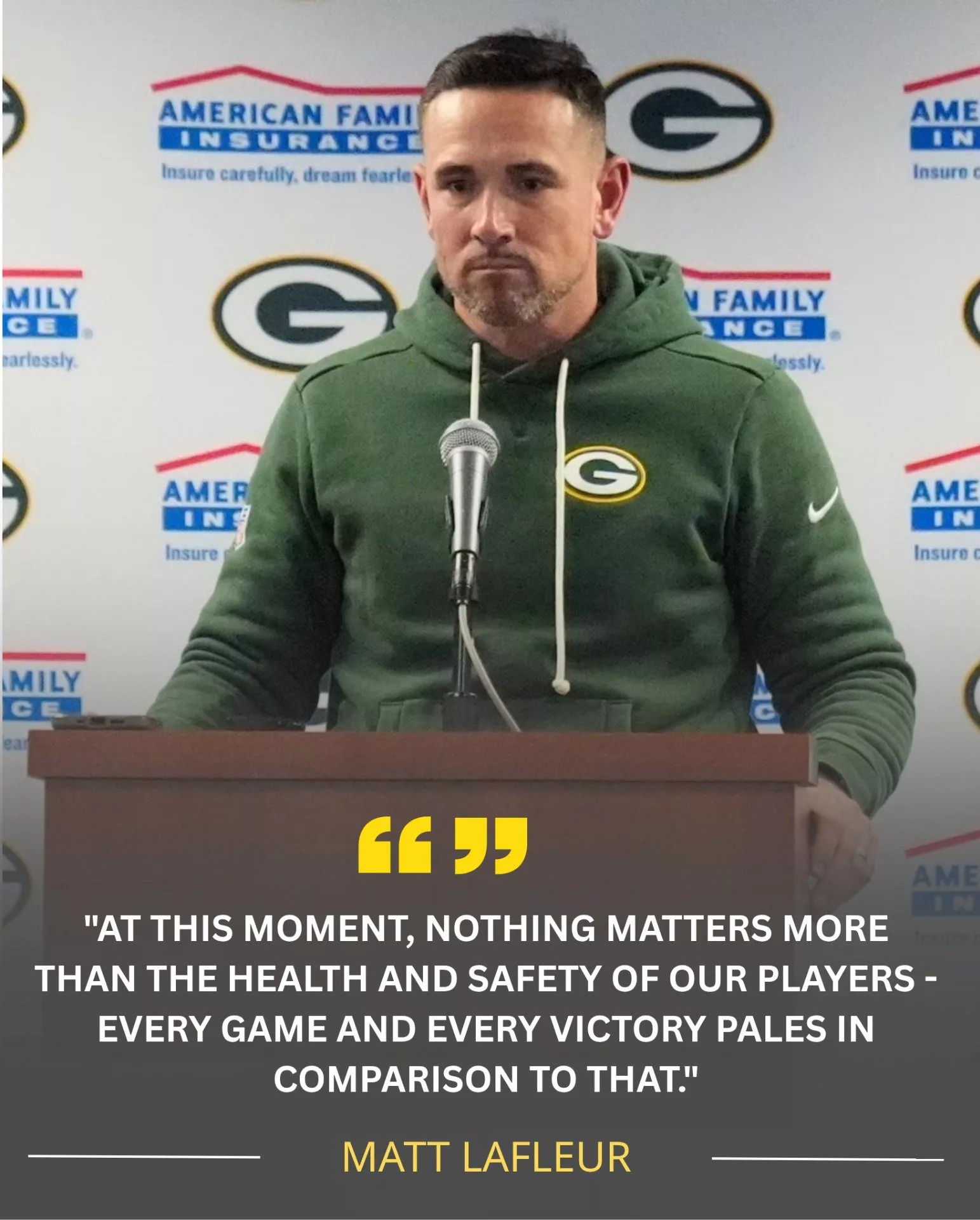 Cover Image for 30 minutes ago, Green Bay Packers head coach Matt LaFleur somberly confirmed that a key player was involved in an accident on the way to practice, as the team was preparing for the upcoming matchup against the Minnesota Vikings.