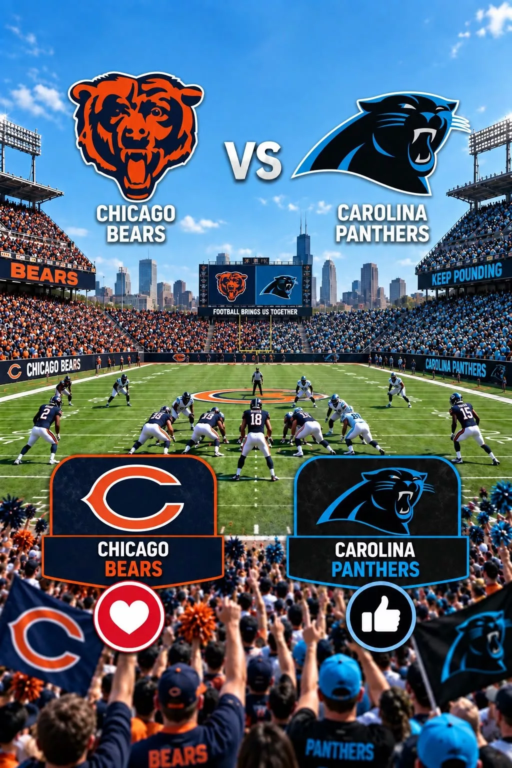 Cover Image for 🚨 OFFICIAL BROADCAST UPDATE: Chicago Bears vs. Carolina Panthers Set for Week 1 Showdown