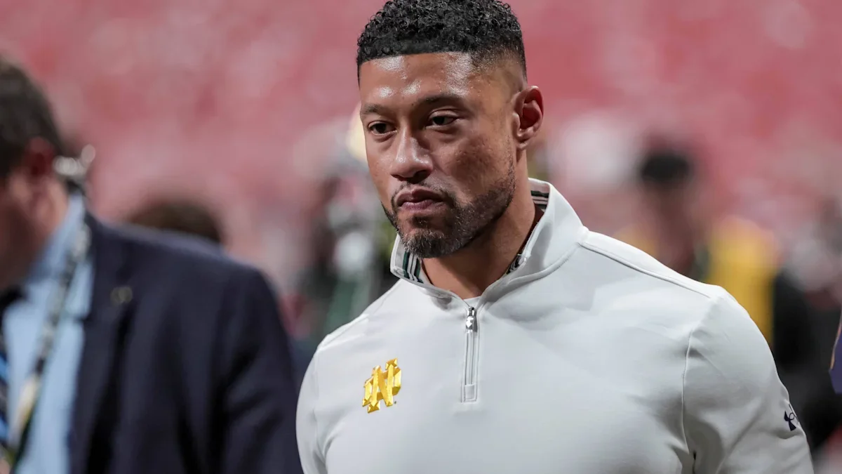 Cover Image for 30 minutes ago: Notre Dame Fighting Irish head coach Marcus Freeman somberly confirmed that a key player was involved in an accident on the way to the morning practice while the team was preparing for their upcoming game against the Purdue Boilermakers.