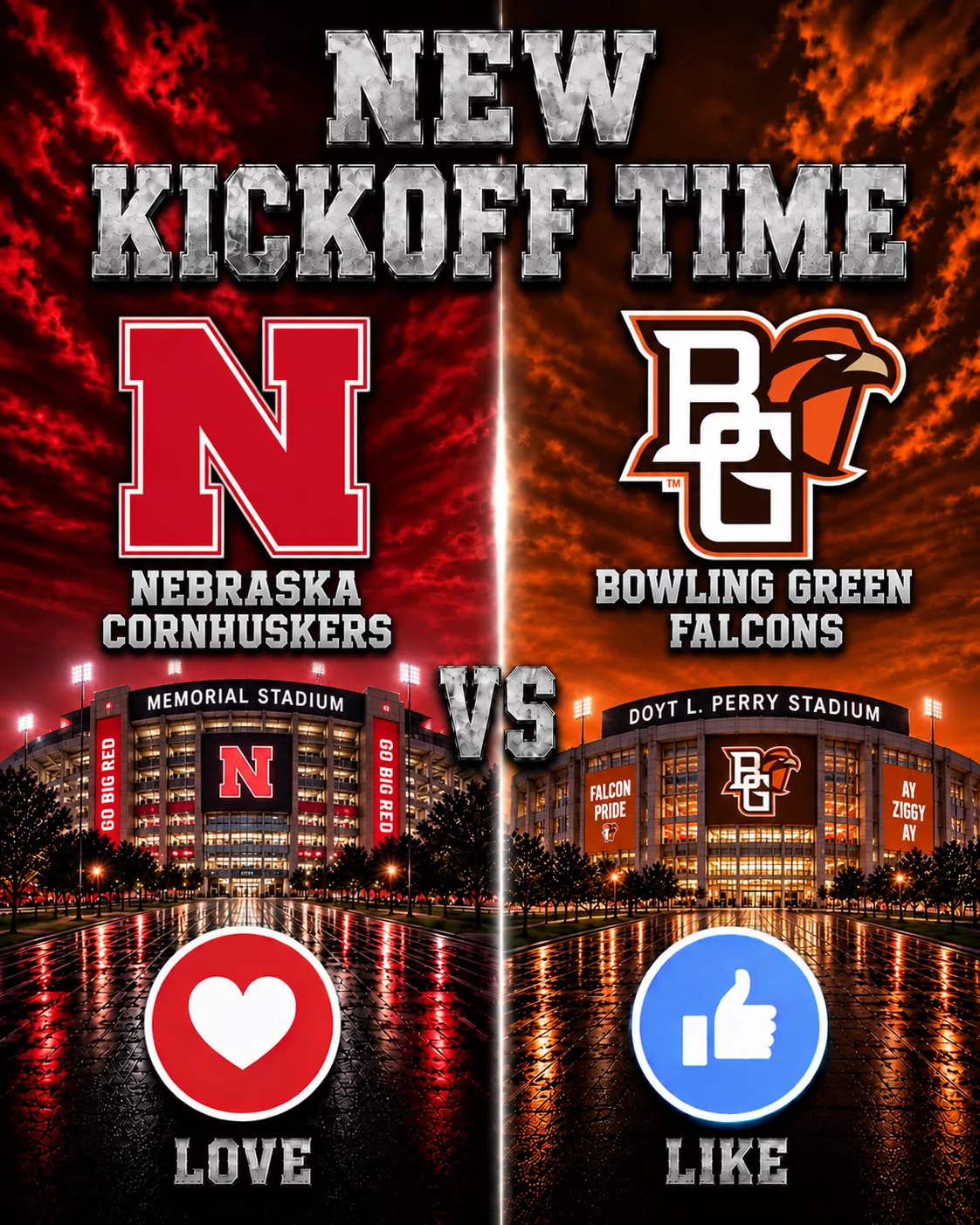 Cover Image for 🔥 “CANCEL YOUR SATURDAY PLANS!” — College Football Drops a Schedule Bomb: Nebraska Cornhuskers vs. Bowling Green Falcons Set to Shake the Season